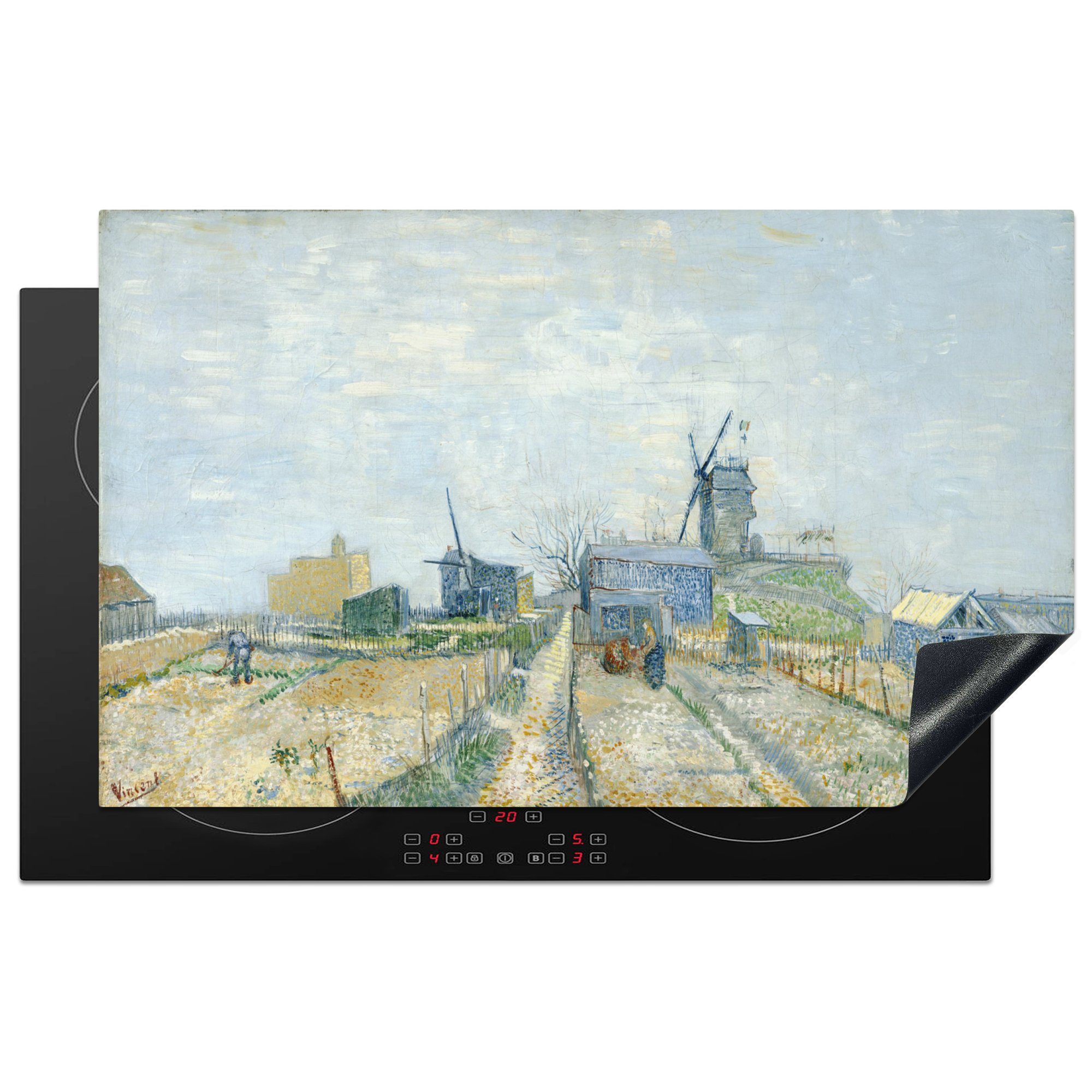 Herdblende-/Abdeckplatte MuchoWow Montmartre: küche und Gärten - Gogh, Vinyl, tlg), Vincent van 83x51 (1 cm, Arbeitsplatte für Ceranfeldabdeckung, Mühlen