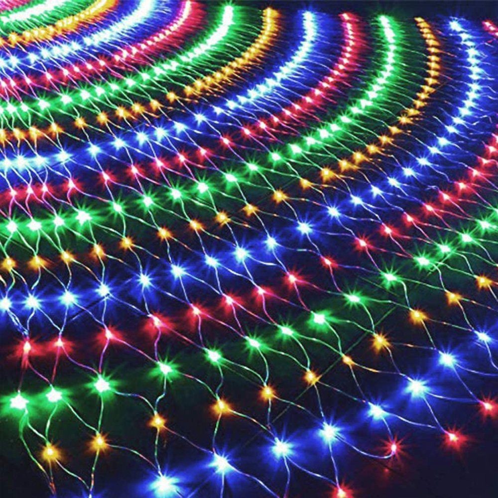 MUPOO LED-Lichternetz LED Lichternetz,Lichterkette Netz mit 8 Modi Fernbedienung Timer, 200-flammig, Deko Lichtketten Lichtervorhang mit Stecker für Zimmer Weihnachten Bunt