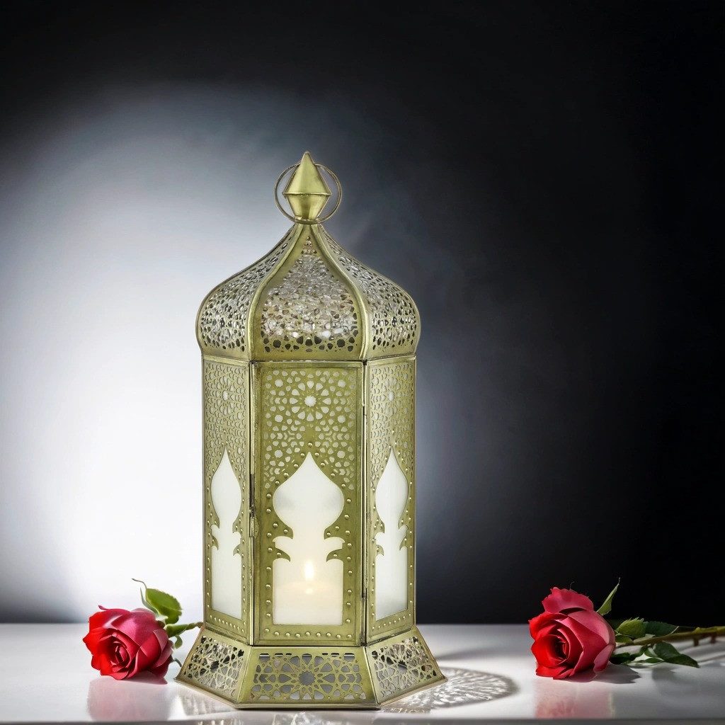 Marrakesch Orient & Mediterran Interior Kerzenlaterne Marokkanische Deko Teelichthalter Laterne Windlicht Louay Weiss (1 St), Handarbeit