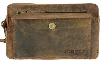 J JONES JENNIFER JONES Handgelenktasche - Herren Leder Handtasche Handgelenkschlaufe - Vintage Look, 20 x 12,5 x 10 cm