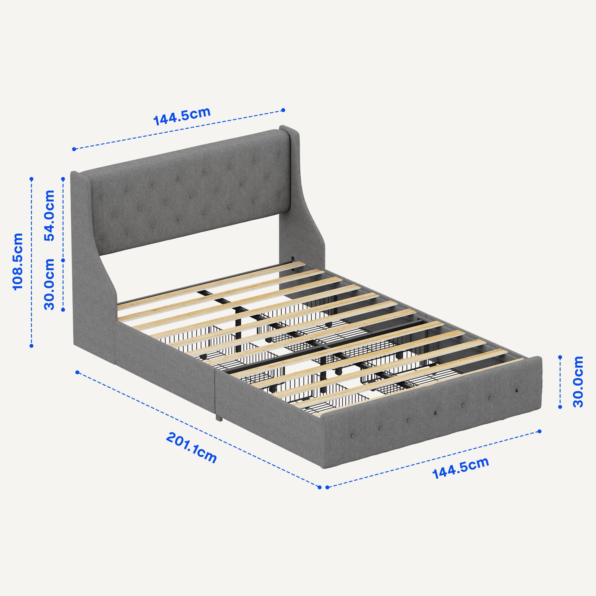 FLEXISPOT Polsterbett mit 4 Schubladen, Kopfteil & stabilem Lattenrost, Dop günstig online kaufen