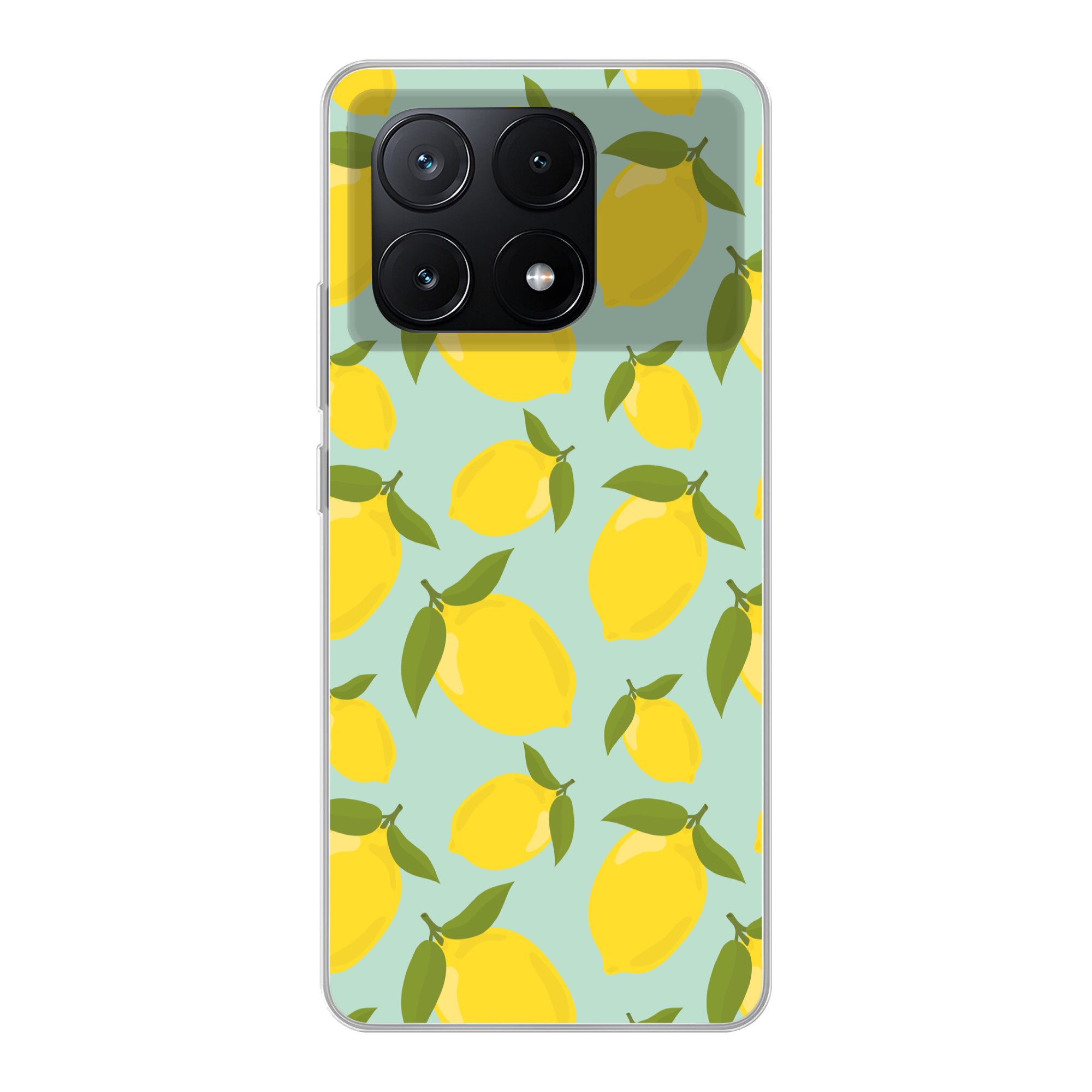 MuchoWow Handyhülle für Xiaomi Poco X6 Pro Muster Zitronen - Gelb - Blau - Muster - Frücht, Handy Case, Silikon, Bumper Case Dünn