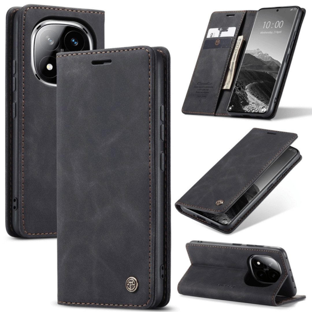 SmartUP Smartphone-Hülle für Xiaomi Redmi Note 14 Pro 5G Klapphülle Fliphülle Tasche Case Cover 6,67 Zoll, Integrierte Standfunktion, zwei Kartenfächer