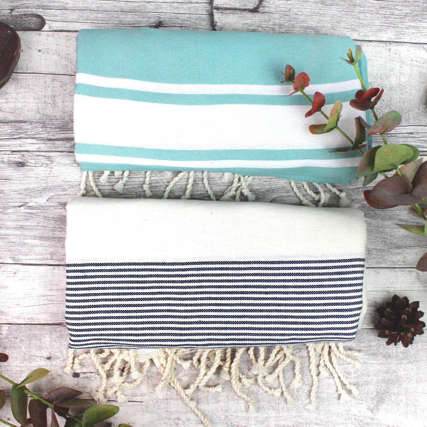 Fouta Tunesien, aus Frottier mitienda Natur 100% Handtuch Baumwolle Hamamtuch