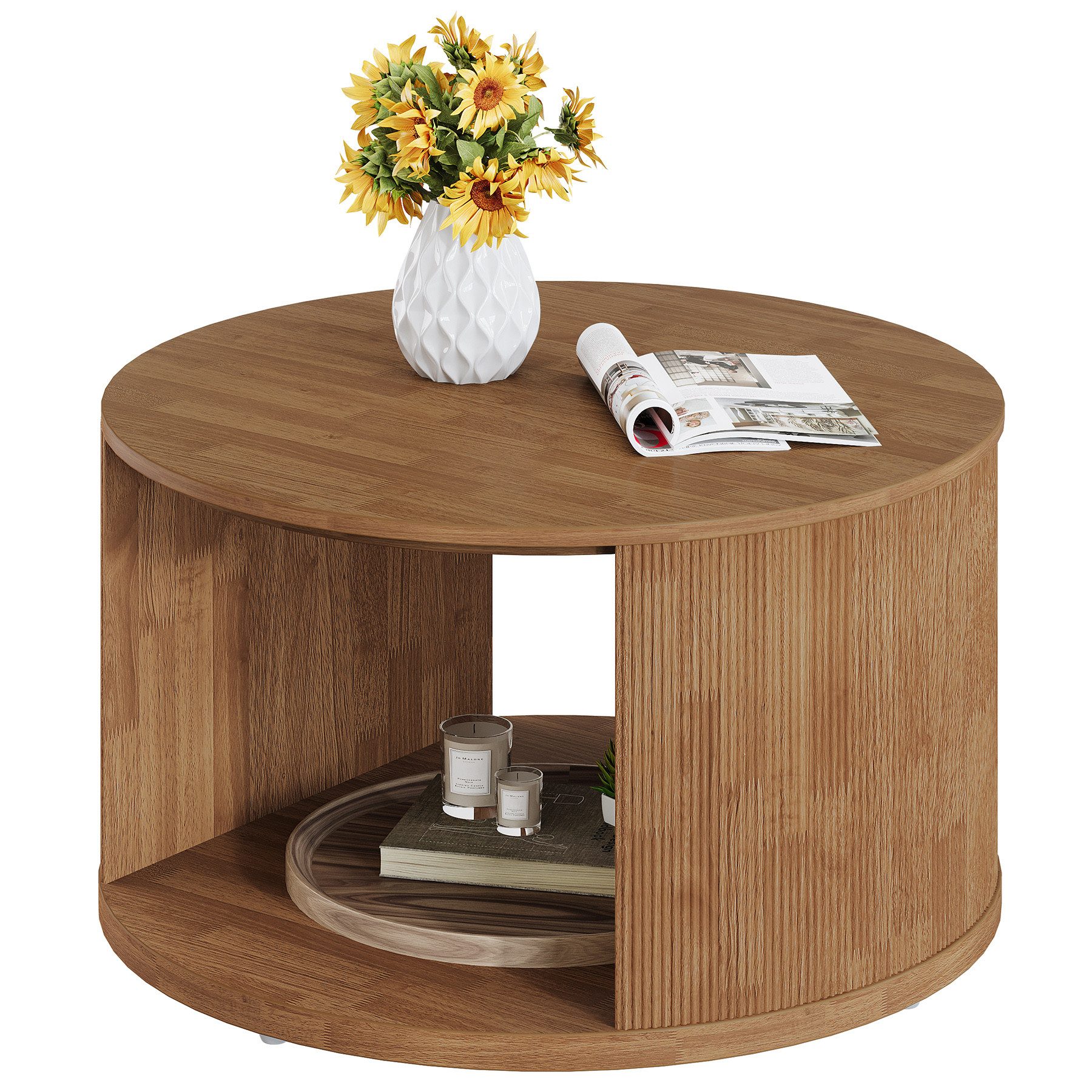 Tribesigns Couchtisch Runder Wohnzimmertisch, 80 cm großer runder Couchtisc günstig online kaufen