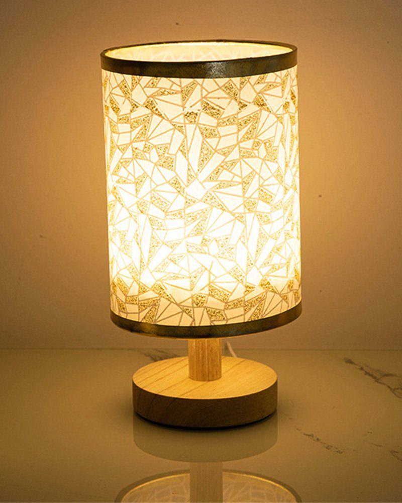 Wohnzimmer, das aus für Lampen Dekorative Holz, Tischlampen, aus Sockel Dekorative Nachttischlampe Vintage Stoff, LED Schirm dimmbar