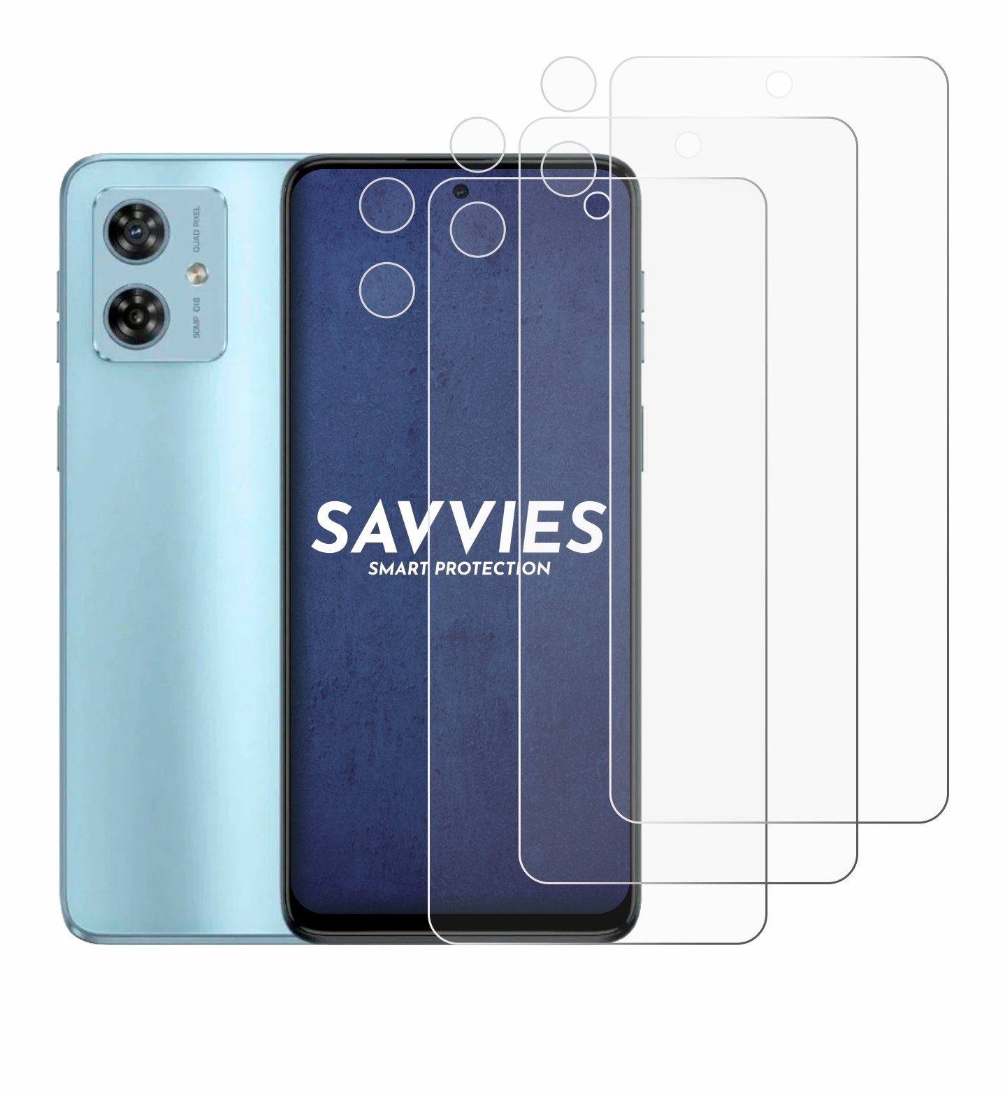 Savvies Displayschutzfolie Schutzfolie für Motorola Moto G54 (Display+Kamera), 6 Stück, Displayschutz Schutz Folie Klar Transparent