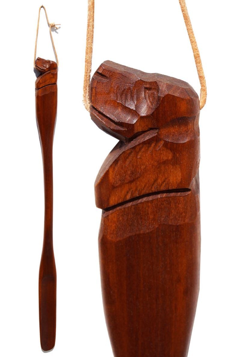 CleanPrince Schuhlöffel Schuhanzieher Schuhlöffel Hundekopf Hund 70 cm massiv Holz, besonders stabile Ausführung