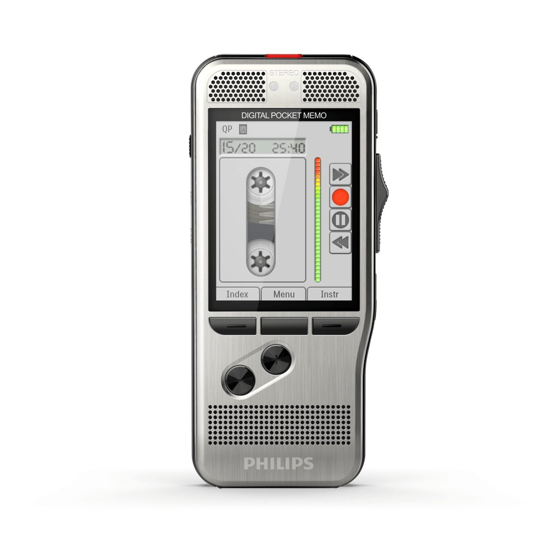 Philips PocketMemo DPM7200 Digitales Diktiergerät (Edelstahl-Gehäuse, Schiebeschalter, SpeechExec Software)