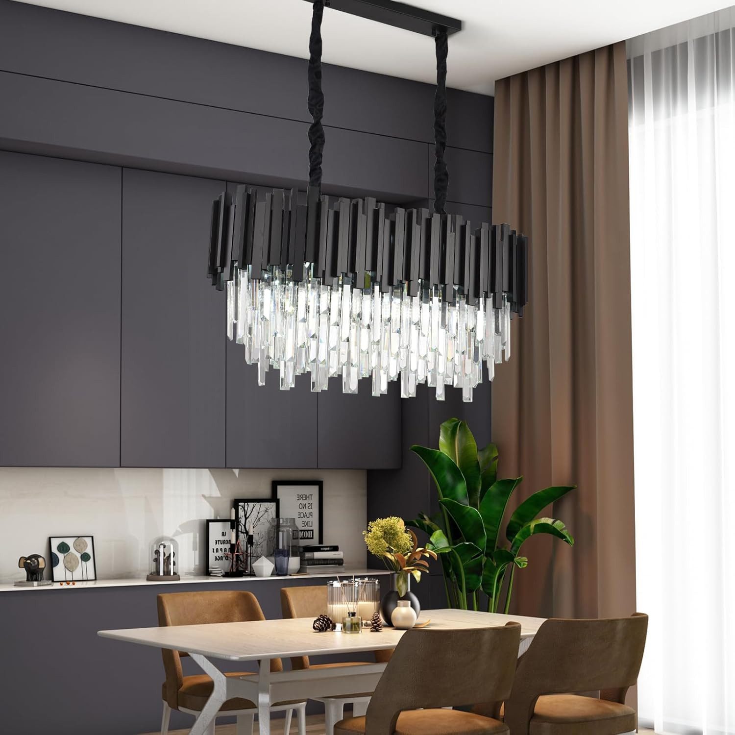 RRBEST Kronleuchter Kristall Leuchte, Kristall Deckenleuchte Silver, E14 Lichter, für Esszimmer, Küche, Wohnzimmer, Schlafzimmer, Flur, Café, Bar
