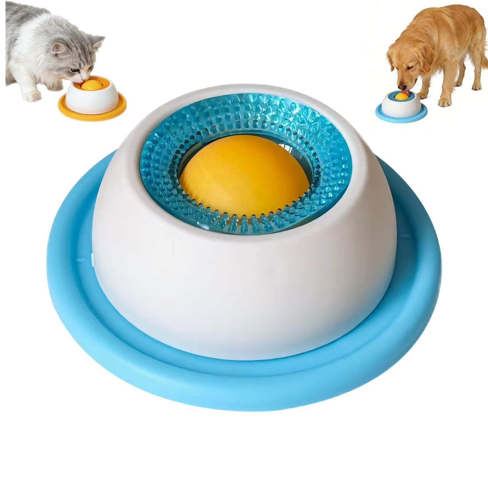 Ledander Futternapf Lick Bowl Für Hunde,Nassfutter Lick Pad Mit Antirutschmatte, PP, Futternapf mit Integrierter Drehkugel für Gelangweilte Welpen Katzen