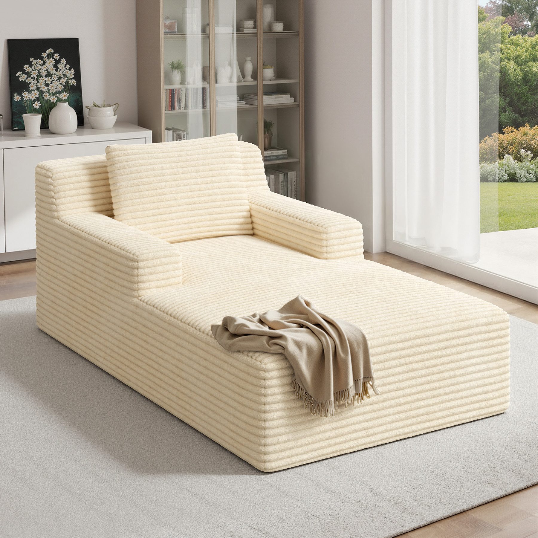 Aivermeil Sofa All-in-One Cloud-Sofa, 160cm Schlafsofa aus Kordstoff, 1 Teile, Relaxliege inklusive Kissen mit komfortabler Polsterung