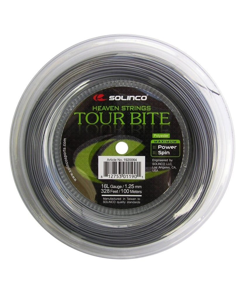 Tennissaite Tour Bite (Haltbarkeit+Spin) silber 100m Rolle