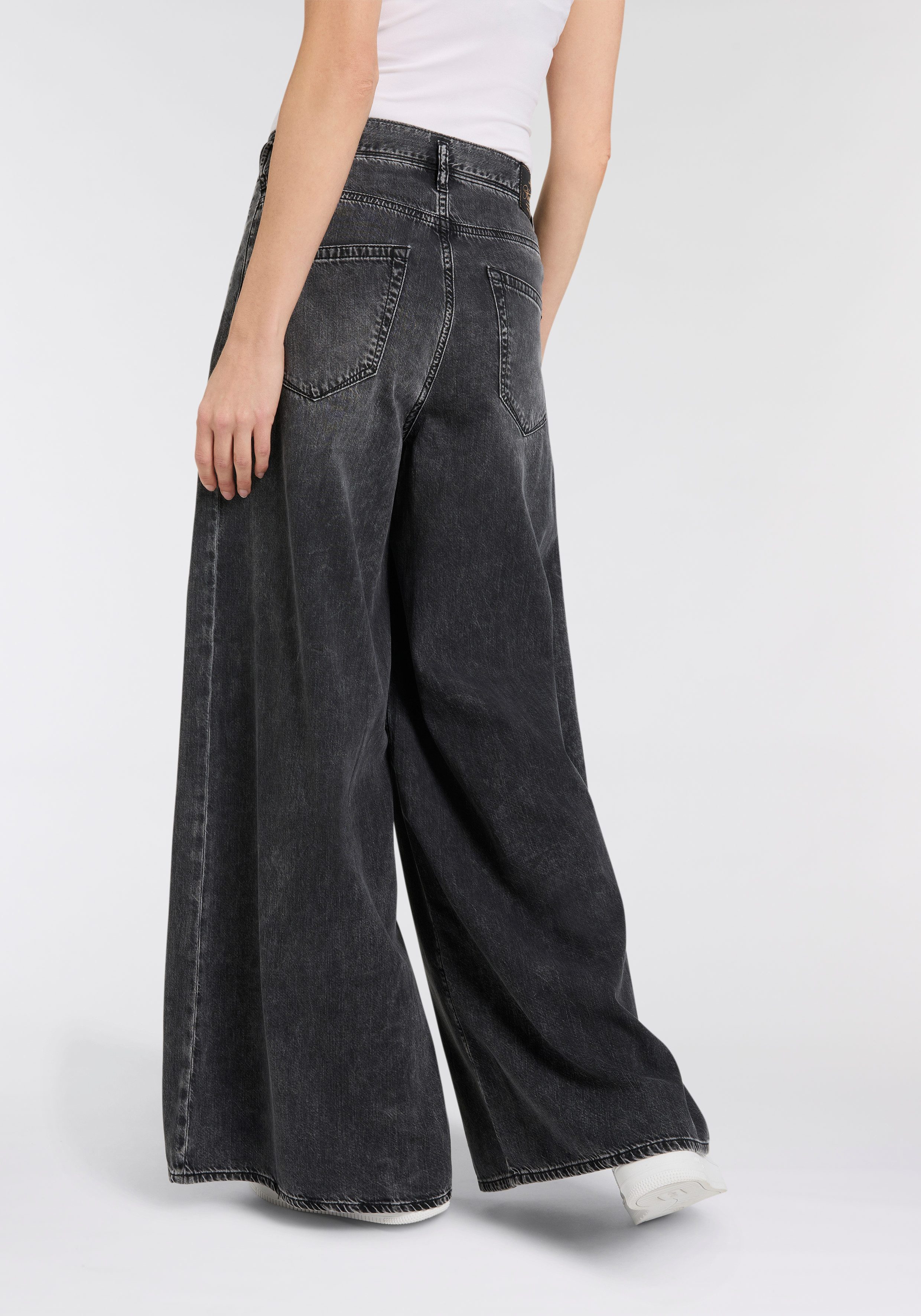 Herrlicher Weite Jeans Shyra Palazzo Denim Black mit hoher Leibhöhe, Seiten günstig online kaufen