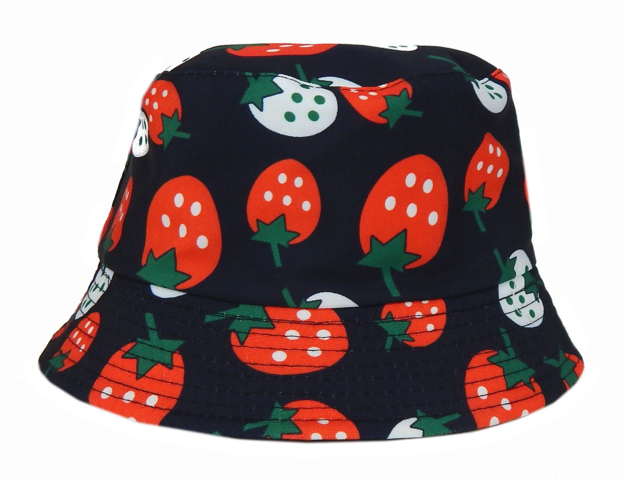 Ella Jonte Sonnenhut Bucket Hat für Mädchen Erdbeere schwarz oder weiß 52 cm