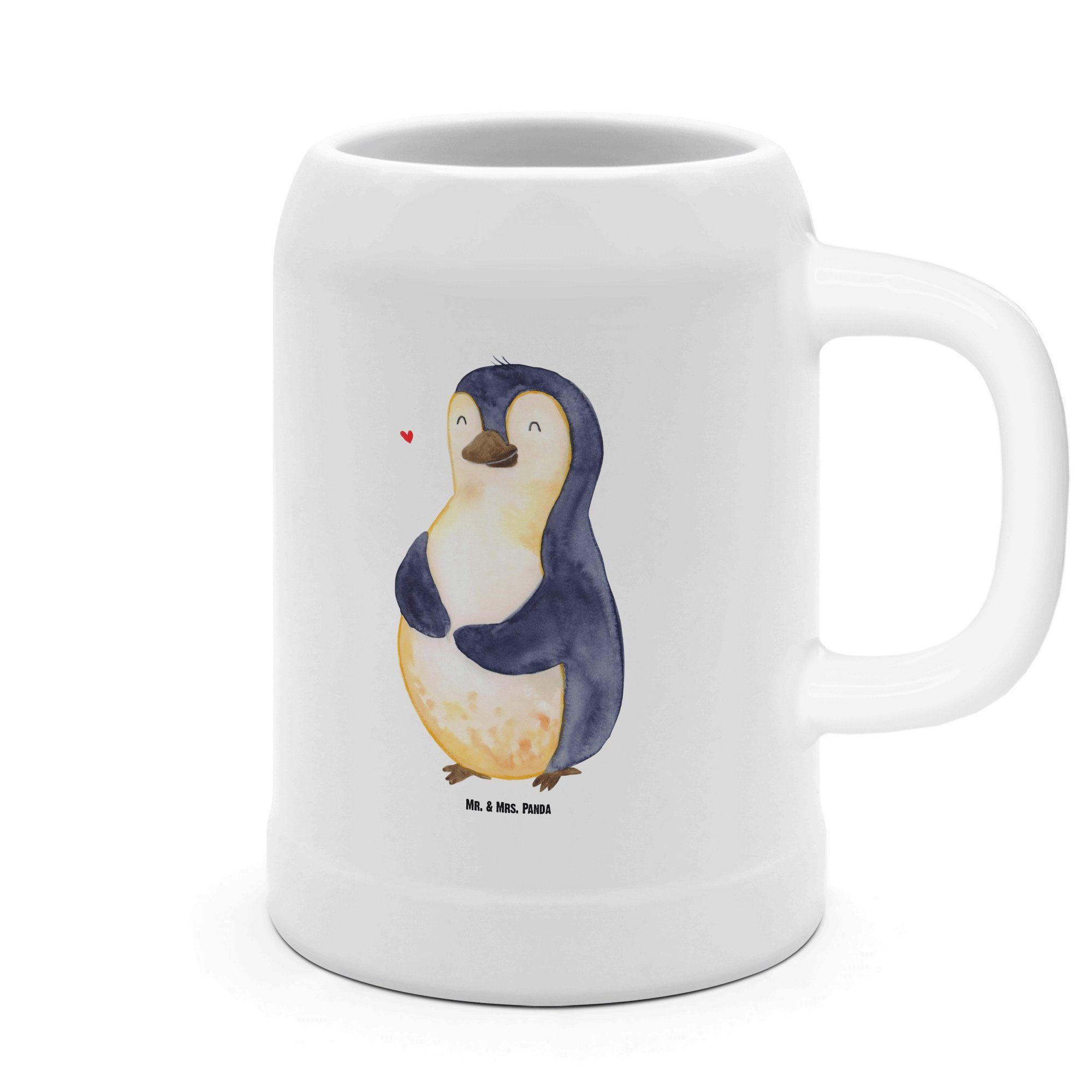 Mr. & Mrs. Panda Bierkrug Pinguin Diät - Weiß - Geschenk, Gewicht, dick, Pinguine, Abnehmen, Bi, Steinzeug, Liebevolle Motive