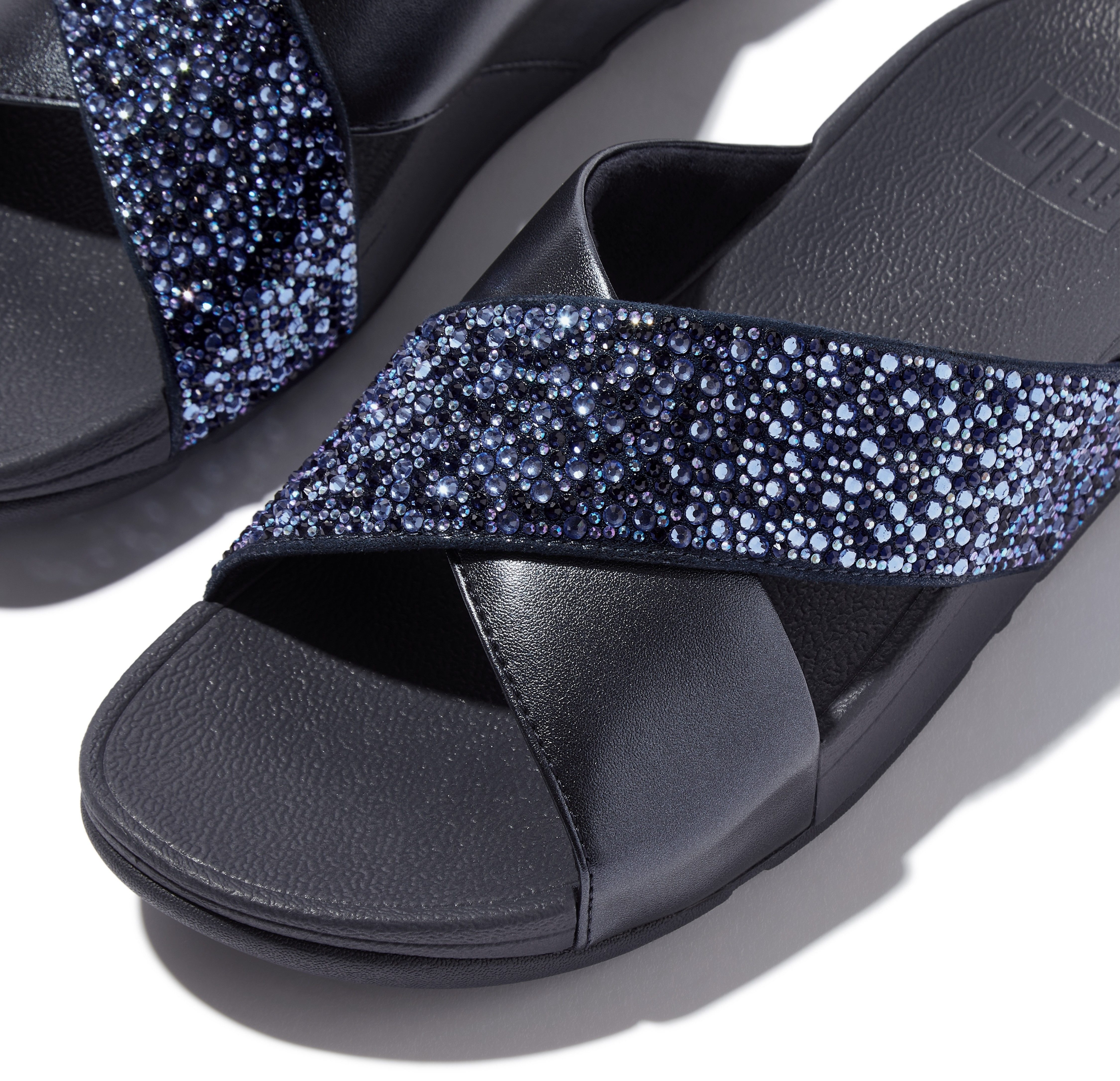 Fitflop LULU CRYSTAL Pantolette, Plateauschuh, Slides mit trendigen Glitzerdetails