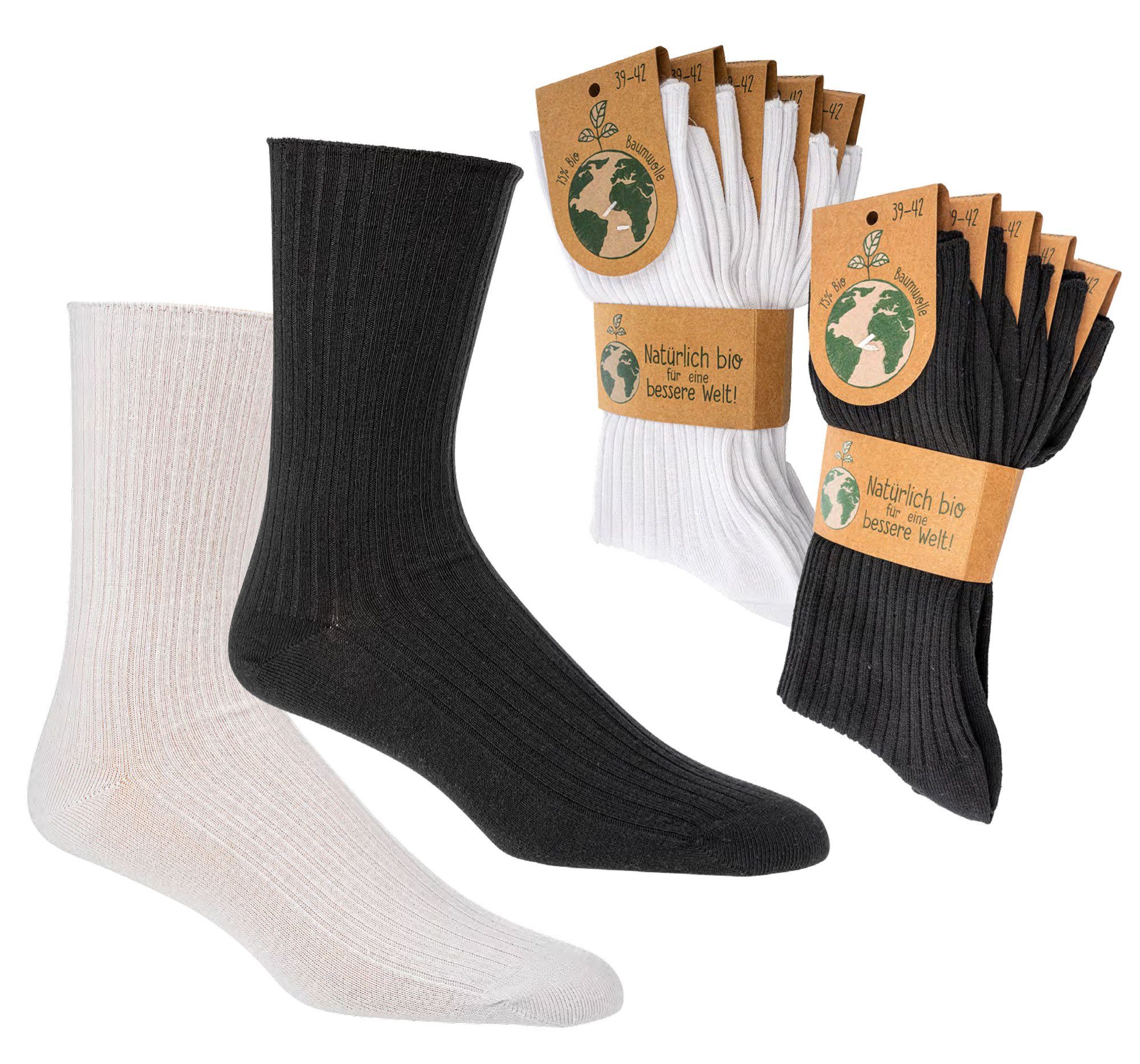 Wowerat Arbeitssocken Socken mit Bio Baumwolle Arztsocken Schwesternsocken Organic GOTS schwarz