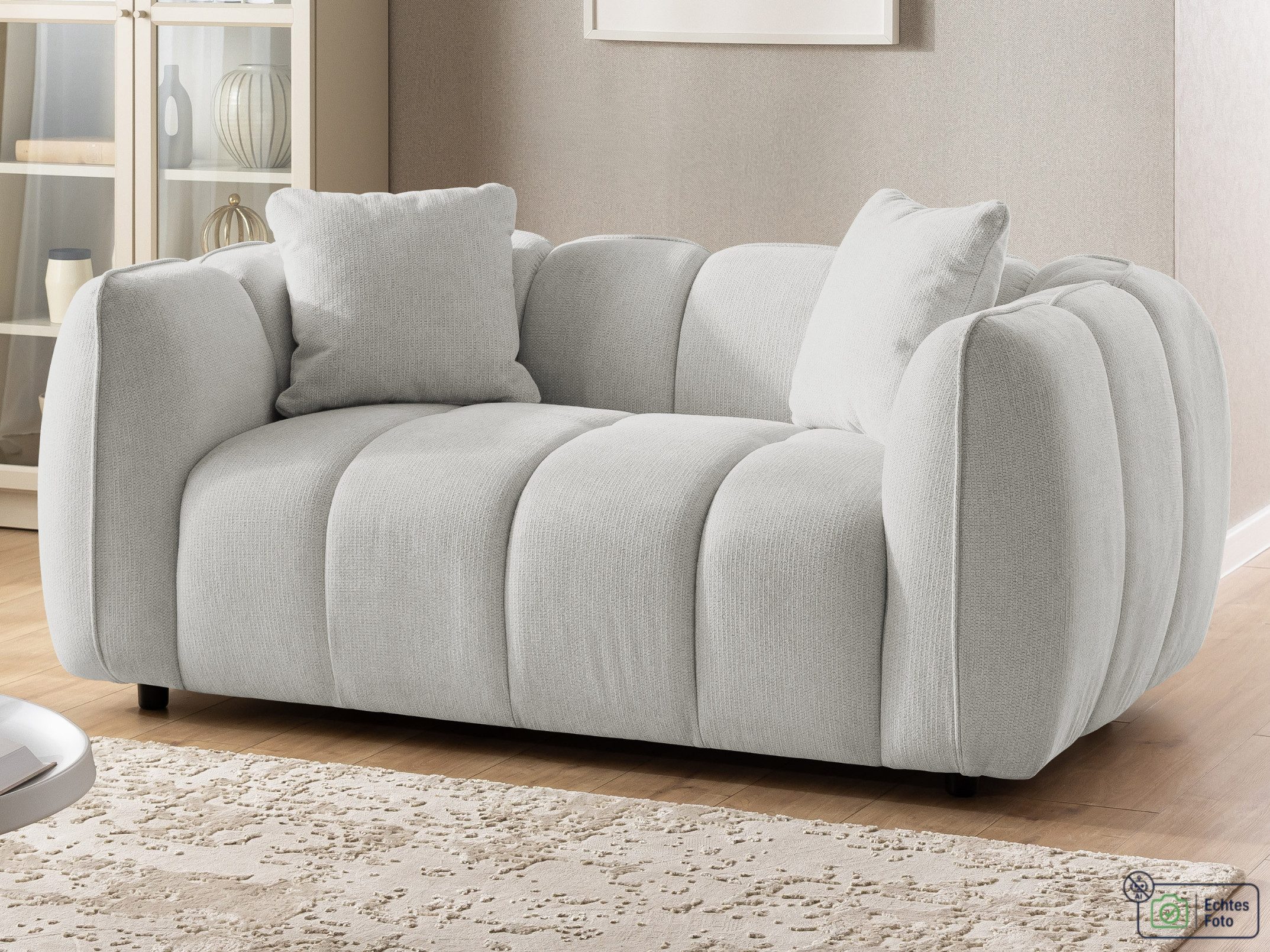 S-Style Möbel Sofa 2-Sitzer Nubira in tief gesteppter Bubble-Optik aus Strukturstoff, mit modernem Design und Wellenfederung