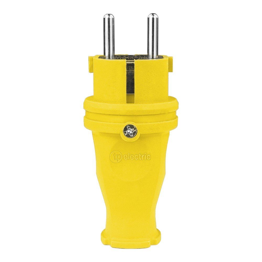 TP Electric Steckdose Schukostecker Schutzkontakt 16A 230V Gummistecker Schuko Gummi 2P+E, Spritzwassergeschützt