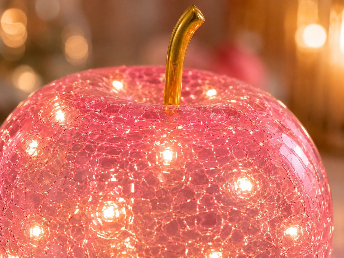 Wurm LED-Dekofigur Otto Deko Apfel LED beleuchtet 20 LEDs pink