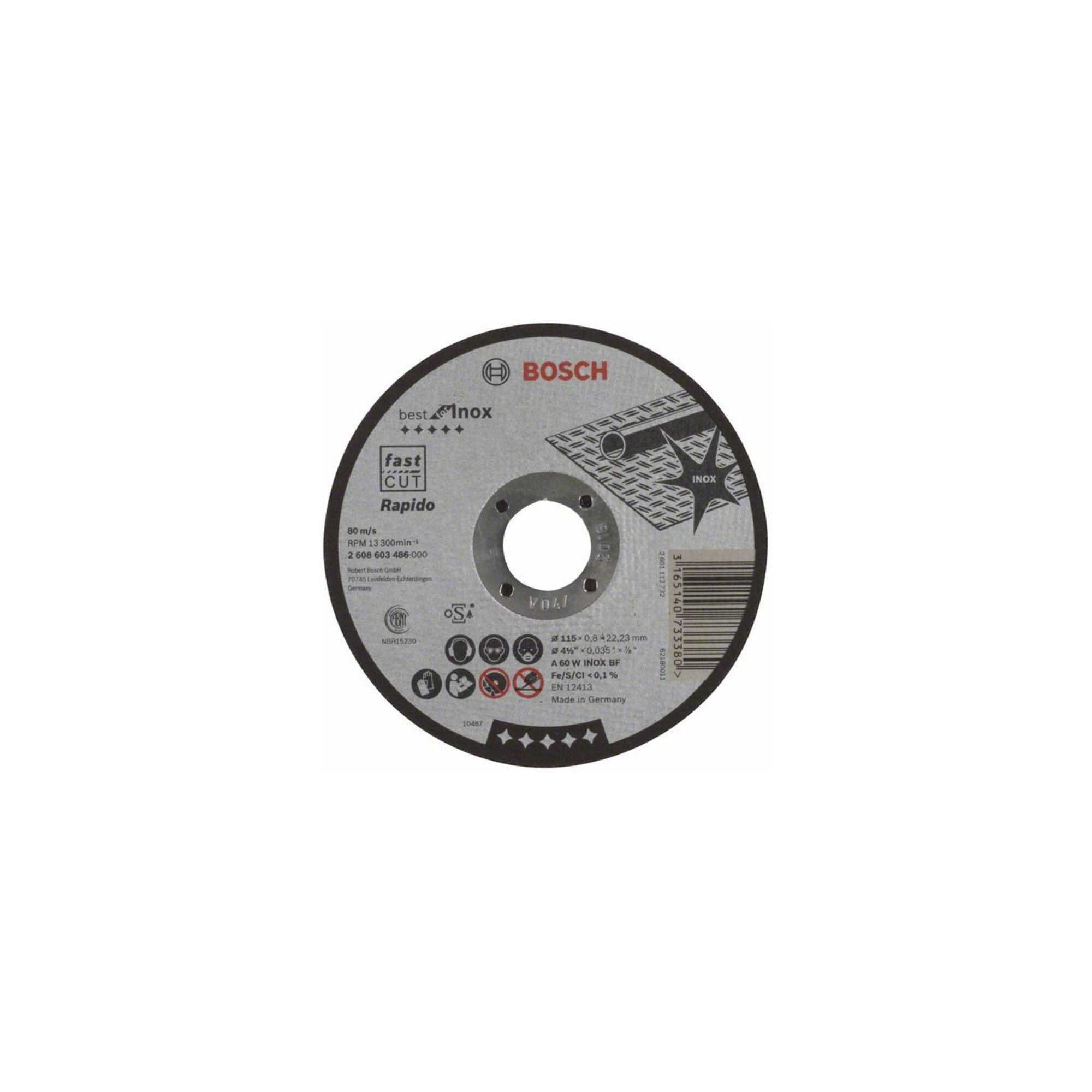 Bosch Professional Trennscheibe Bosch Trennscheibe gerade Best for Inox Rapido A 60 W INOX BF, 115 mm