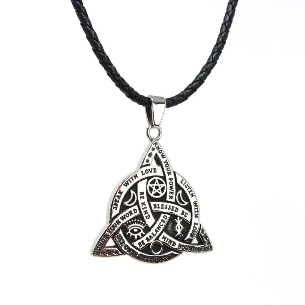 Kette mit Anhänger Lederkette Edelstahlkette 316L TRIQUETTA