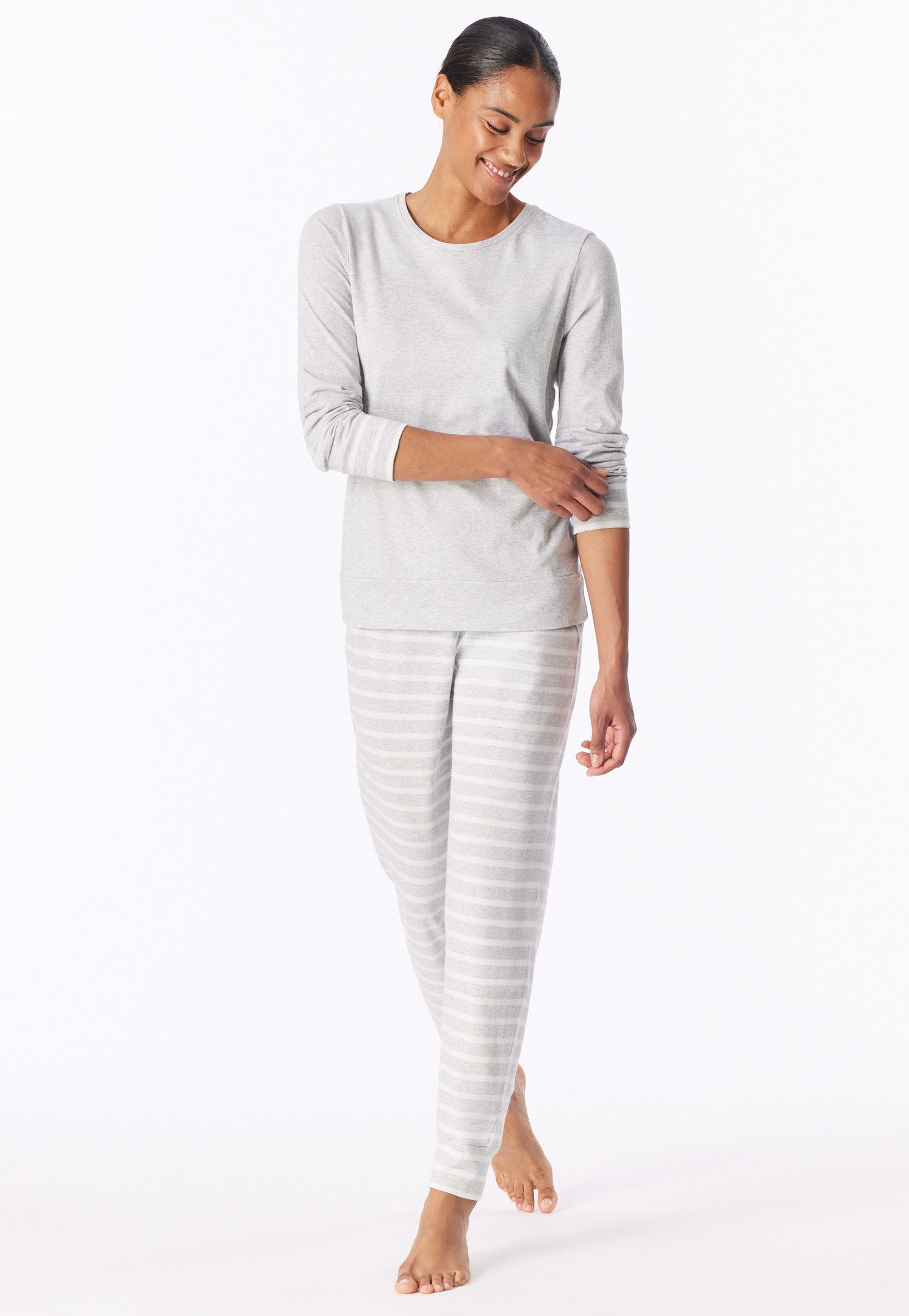 Schiesser Schlafanzug Casual Essentials (2 tlg) Baumwolle, Rundhalsausschnitt, langärmelig