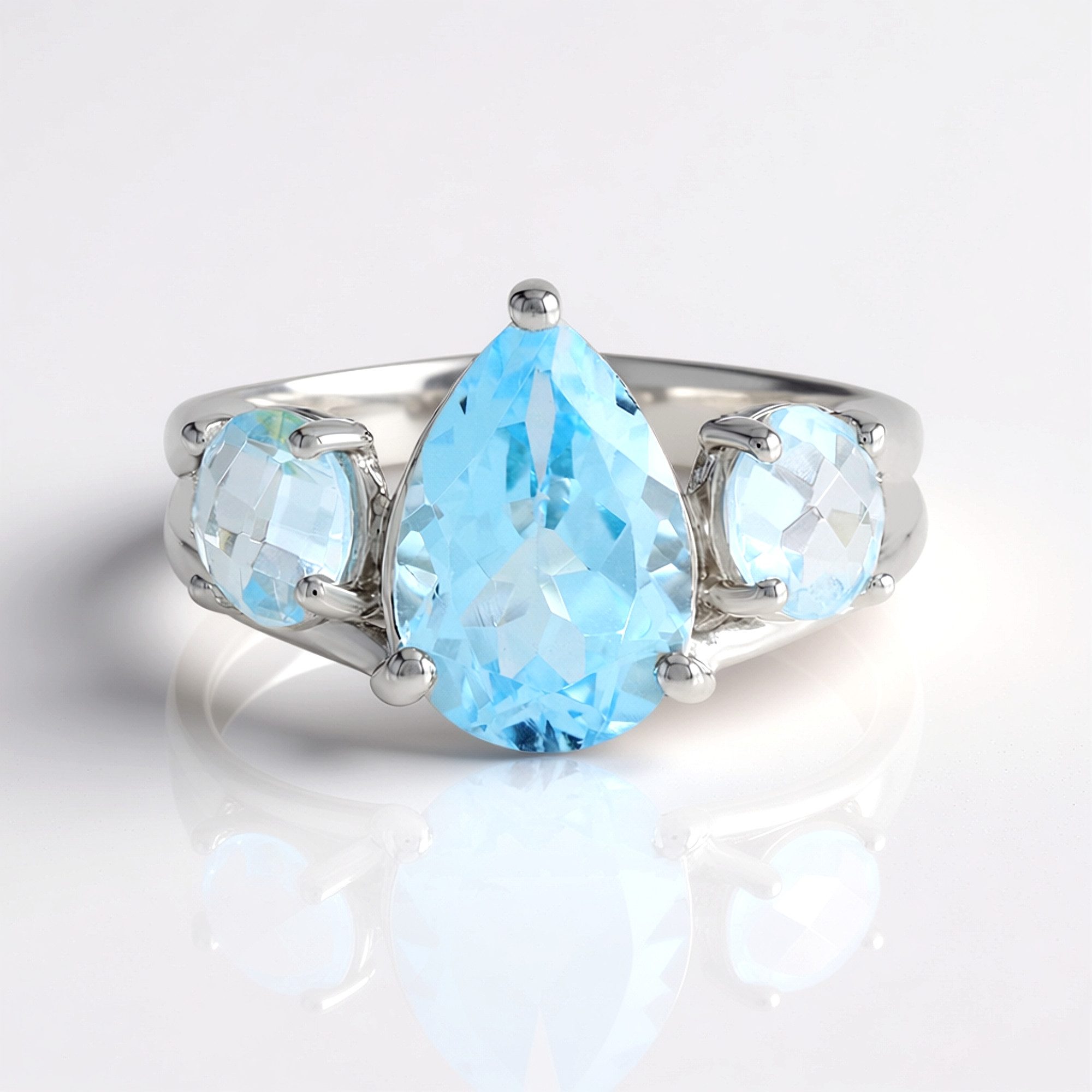 Cavill Silberring Cavill Ring 5,3 ct Himmelblauer Topas Tropfen Sterlingsilber (1-tlg)