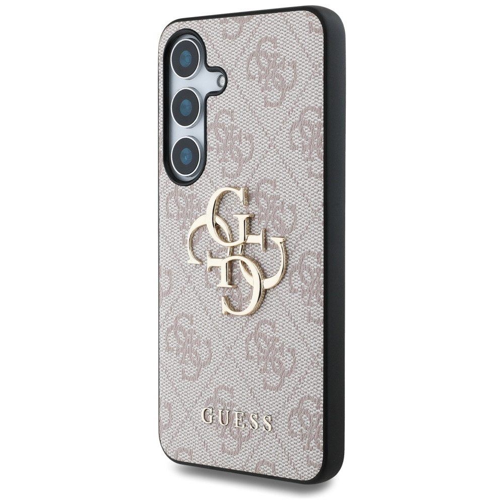 Guess Handyhülle Galaxy S25 Kunstleder rosa Logo goldfarben 6,2 Zoll, Kantenschutz