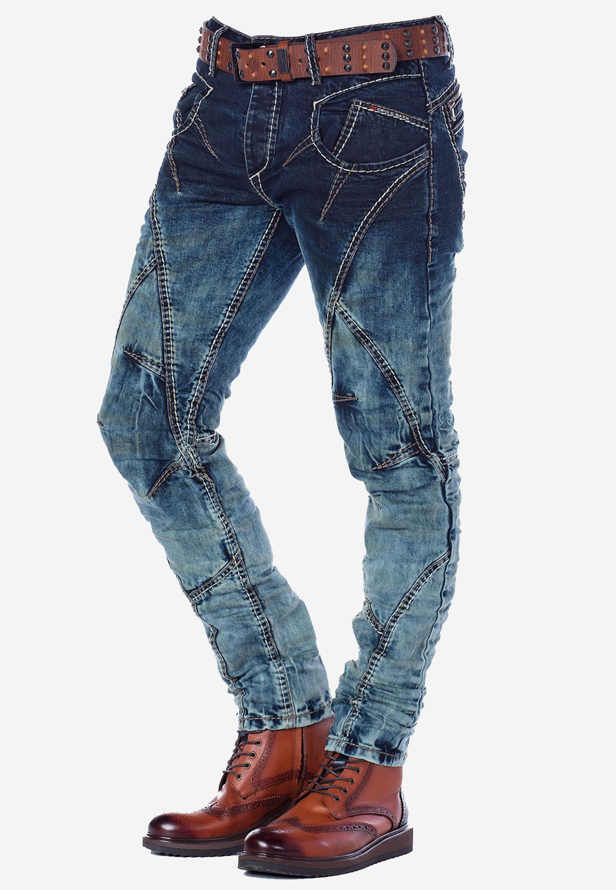 mit Cipo Slim-fit-Jeans Waschung einzigartiger & Baxx