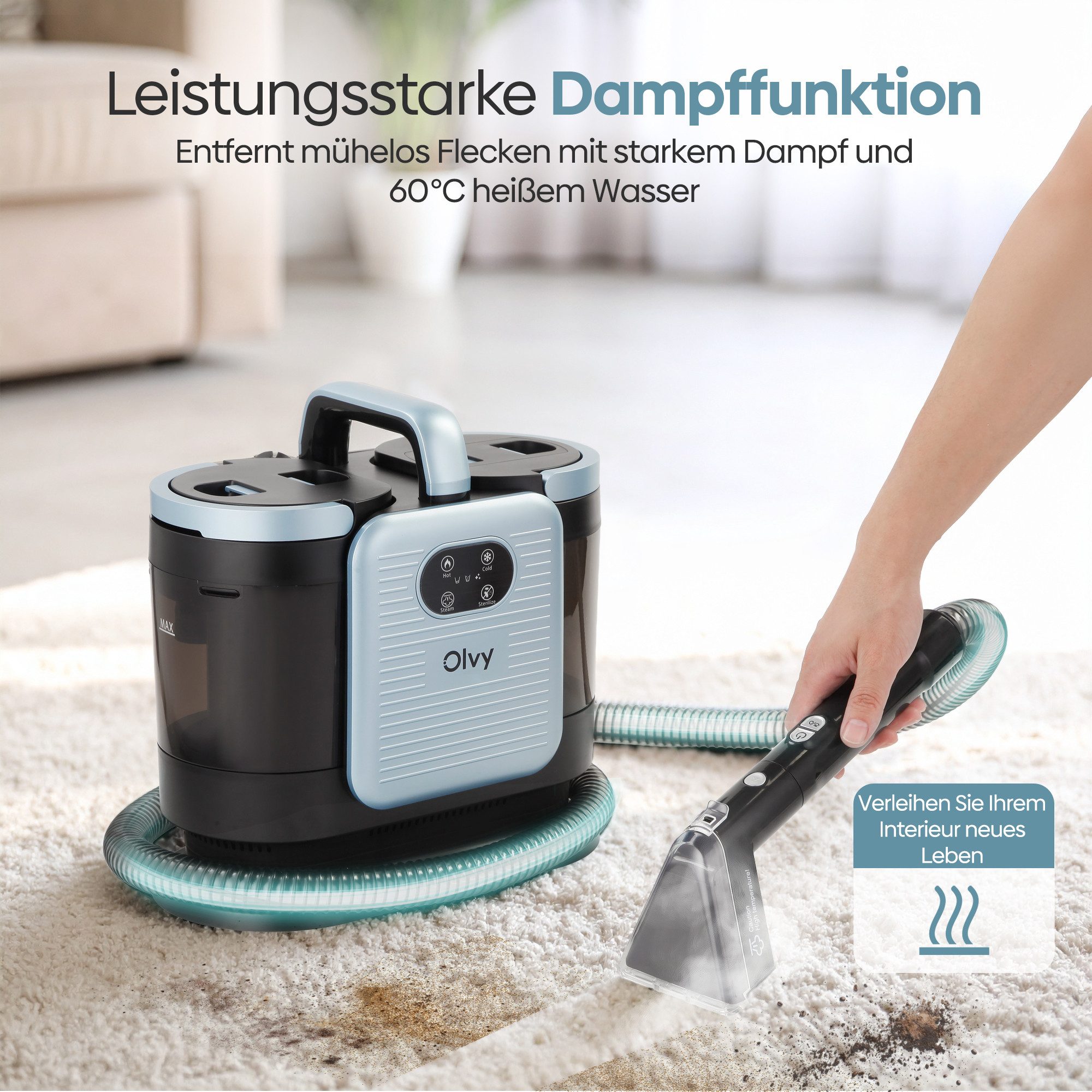 Olvy Dampfreiniger Olvy Waschsauger PRO Dampfreiniger Polstermöbel