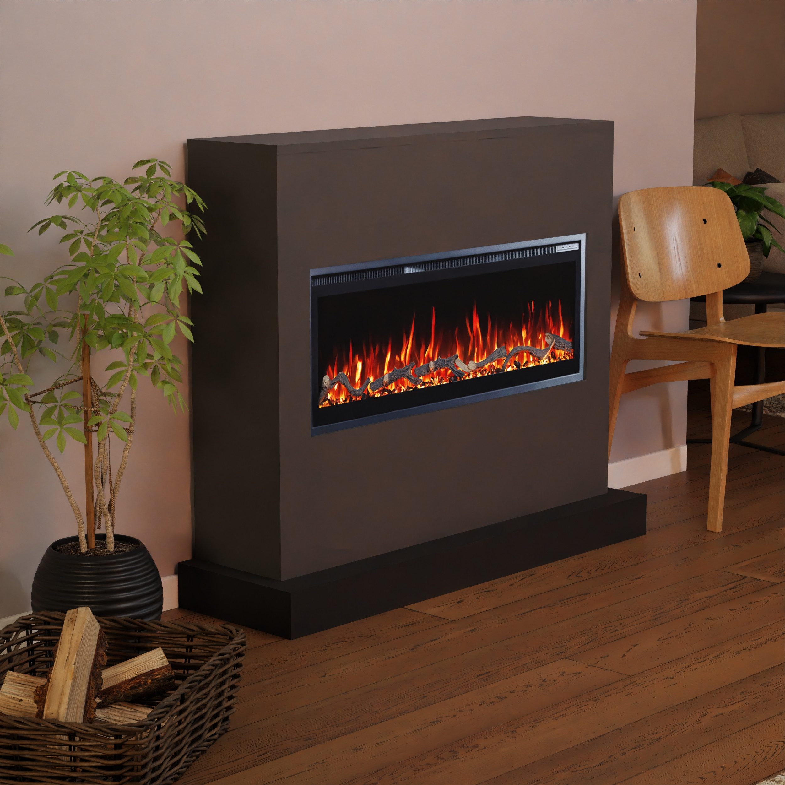 GLOW FIRE Elektrokamin Zeus weiß / grau / schwarz ZEUS LED Kamin mit Heizung, Elektrischer Kamin mit 3D Feuer mit Heizung, 2 Dekorationen