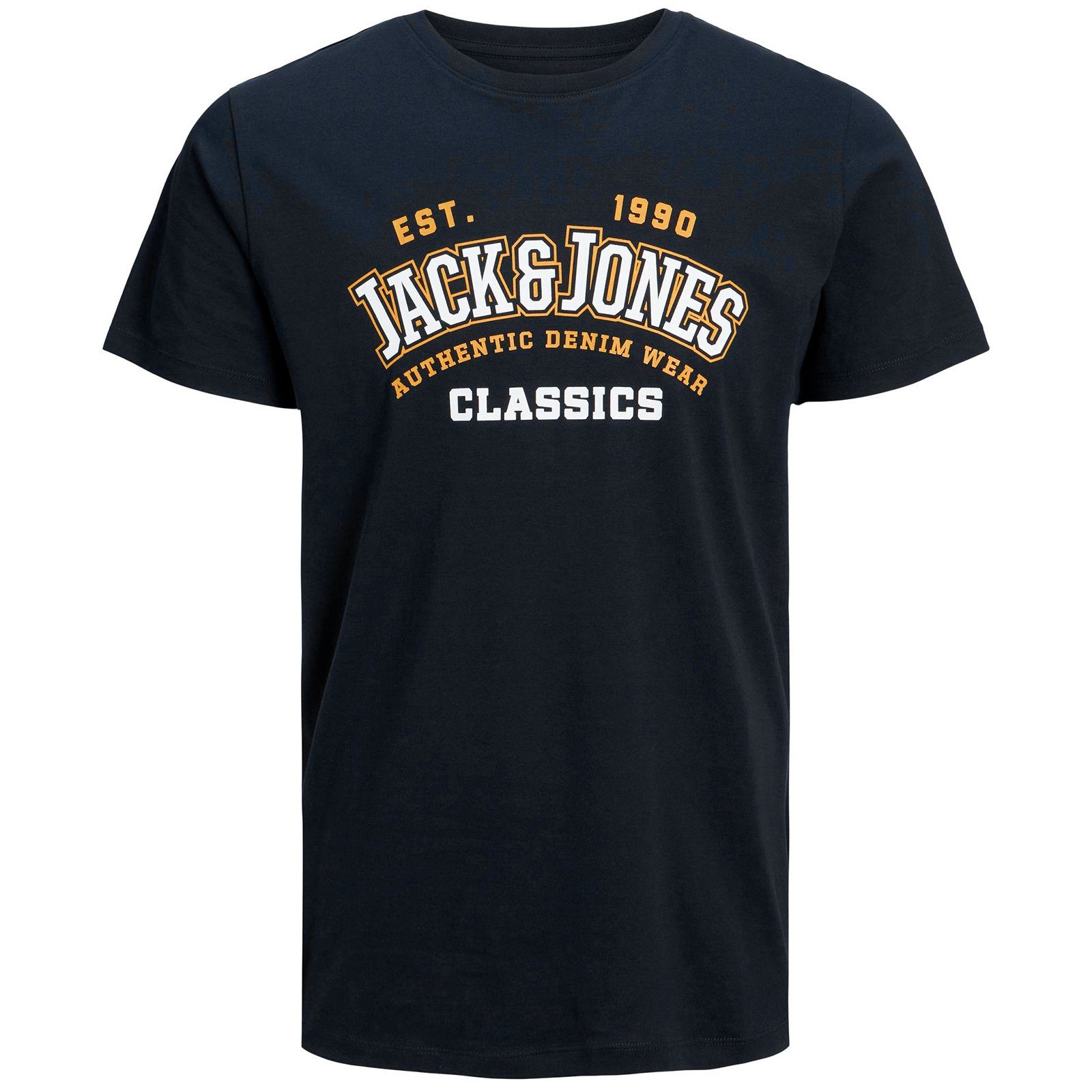 Jack Herren dunkelblau Jones Große Rundhalsshirt T-Shirt Print & Größen sportiver Jack&Jones