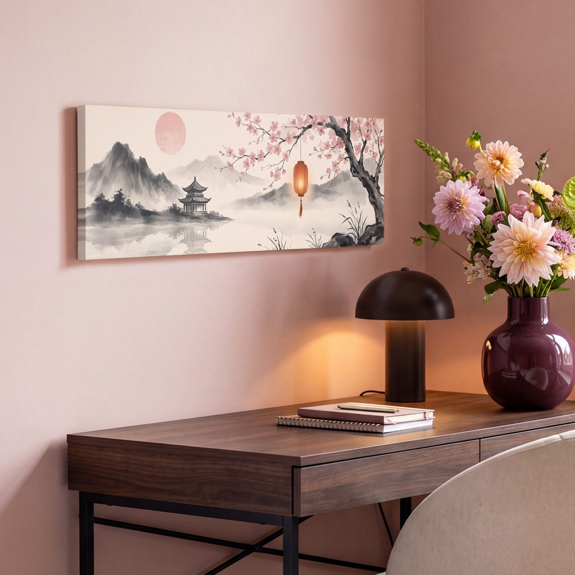 OneMillionCanvasses® Leinwandbild Panorama Sonne - Japanisch - Traditionell, Fotodruck (1 St), Wandbild, Deko Schlafzimmer Wohnzimmer Flur 60x20 cm – Bild 4 von 5