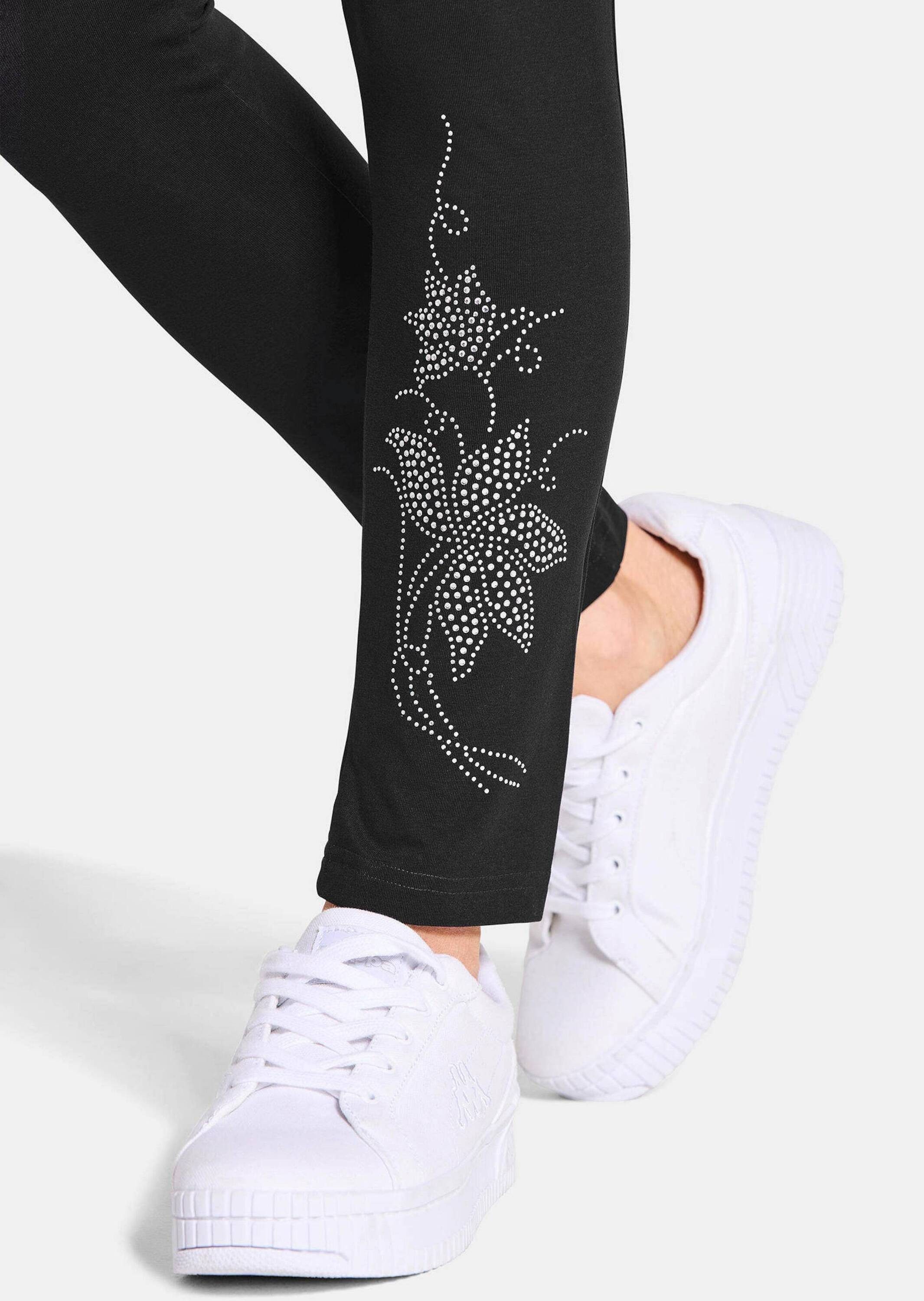 GOLDNER Jogginghose Kurzgröße: Bequeme Baumwoll-Leggings, 2-Stück Glitzervariante mit bequemem Dehnbund, langes Bein, schmaler Verlauf