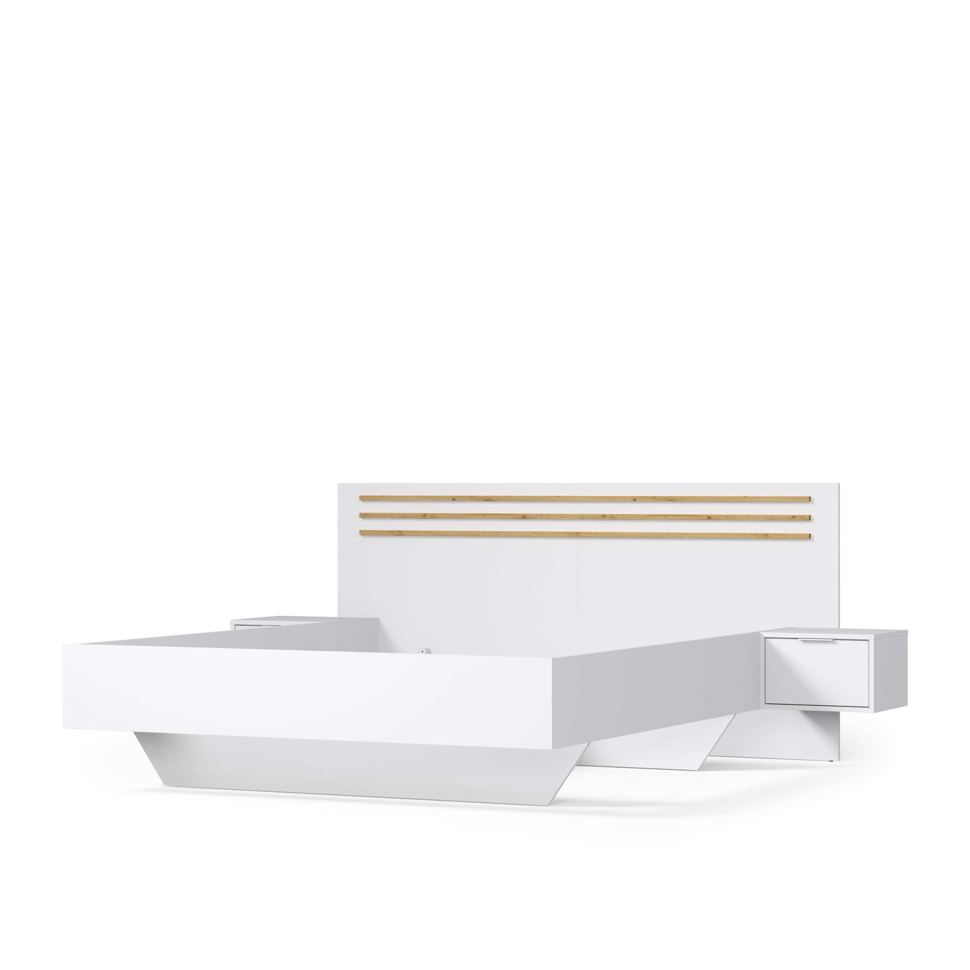 OTTO home Bett Bettgestell Caleera mit zwei Nachttischen (Schlaffläche 180x200 cm) (Set, Bett mit 2 NaKOOS und 2 Schubladen), Bettgestell, mit Schubladen, BxTxH – Bild 3 von 5
