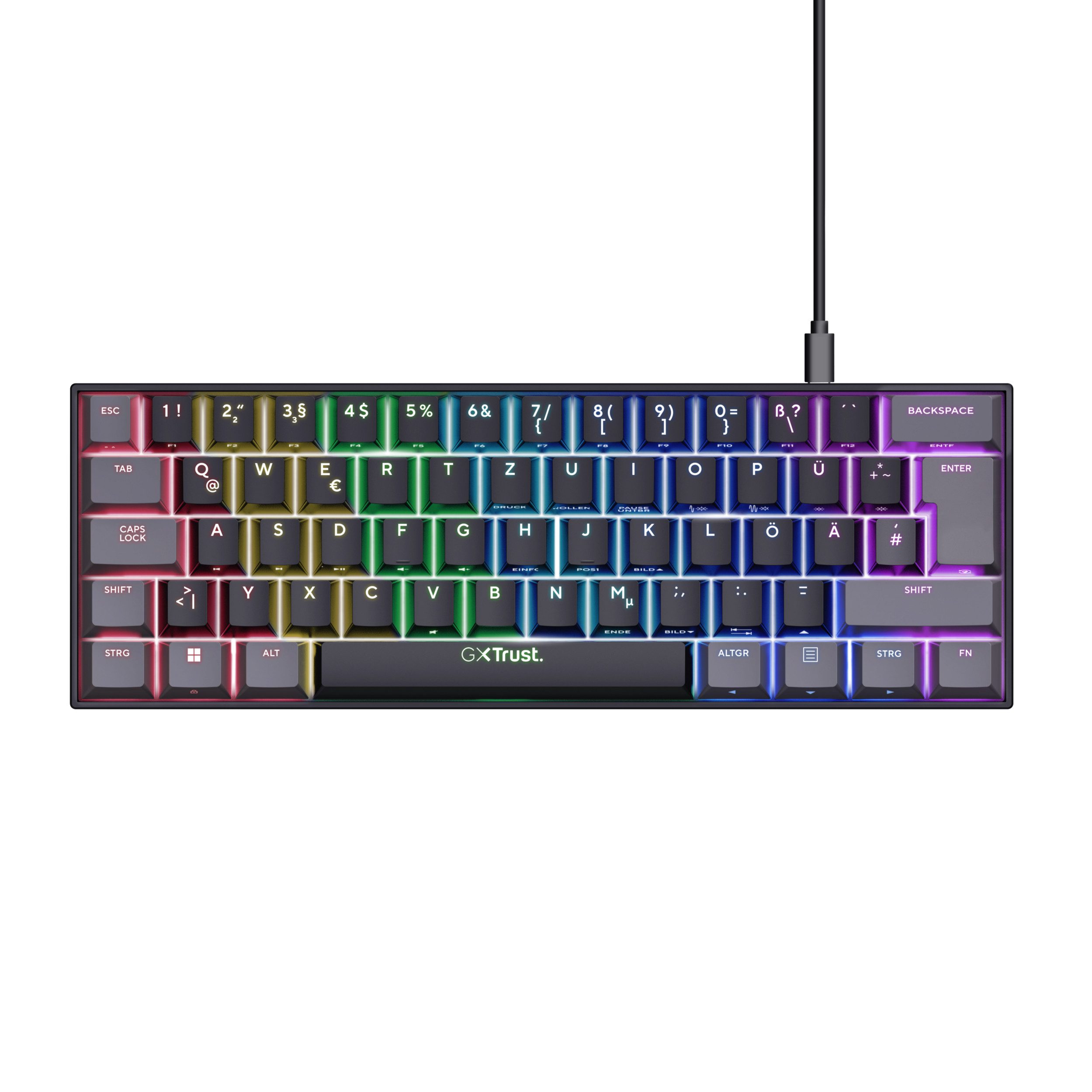 Trust GXT 867 Acira Mini Gaming Tastatur mechanisch 60% für PC Laptop Gaming-Tastatur