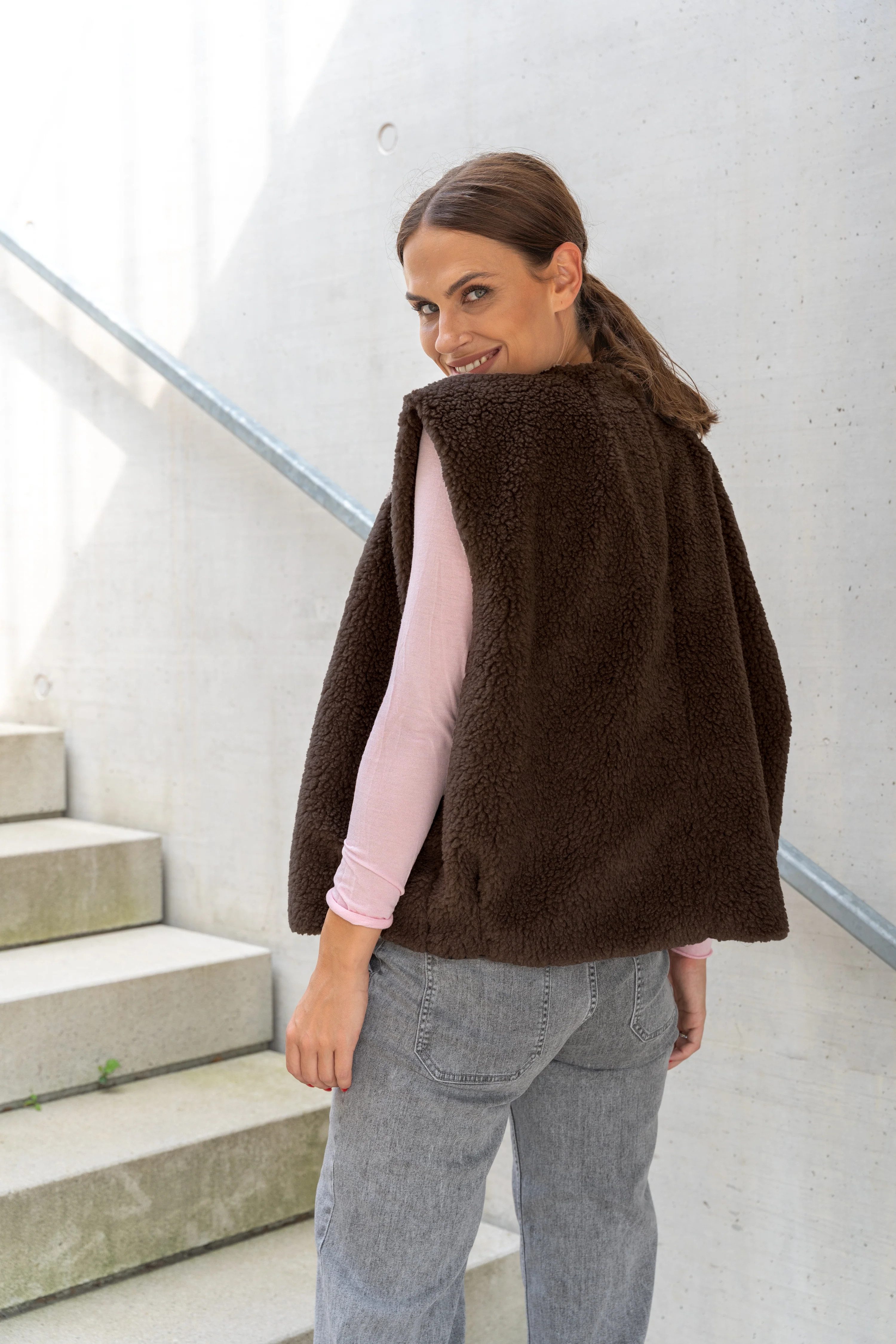 von Herzen Fellimitatweste Teddyweste schokobraun – günstig online kaufen