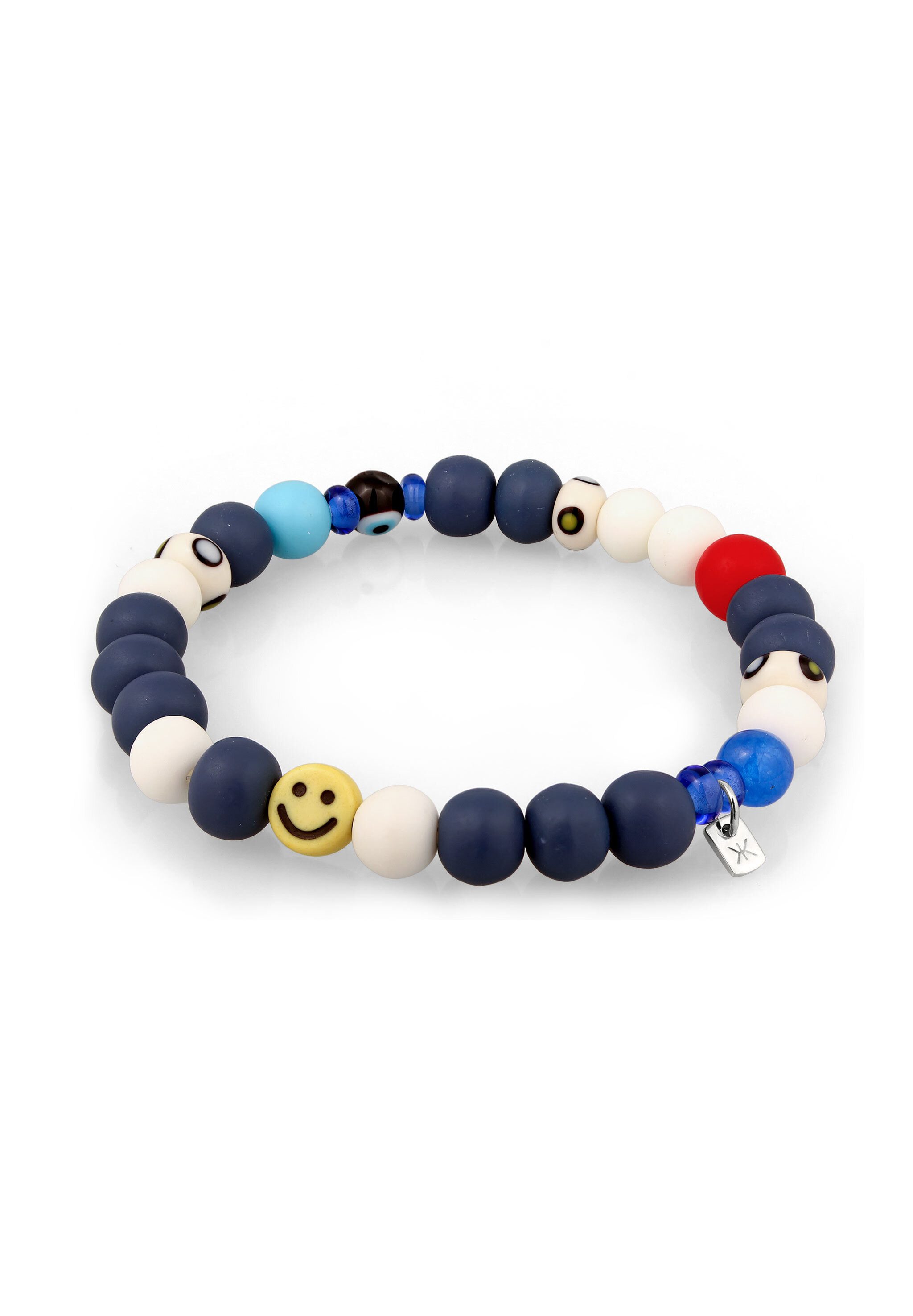 Kuzzoi Bead-Armband-Set Glas Harz Perlen Evil Eye Smilling Bead 925 Sterling Silber