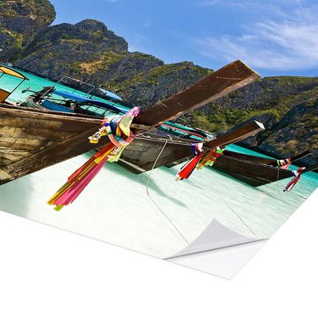 Posterlounge Wandfolie Editors Choice, Langboot bei Maya Bay auf der PhiPhi-Insel, Badezimmer Fotografie