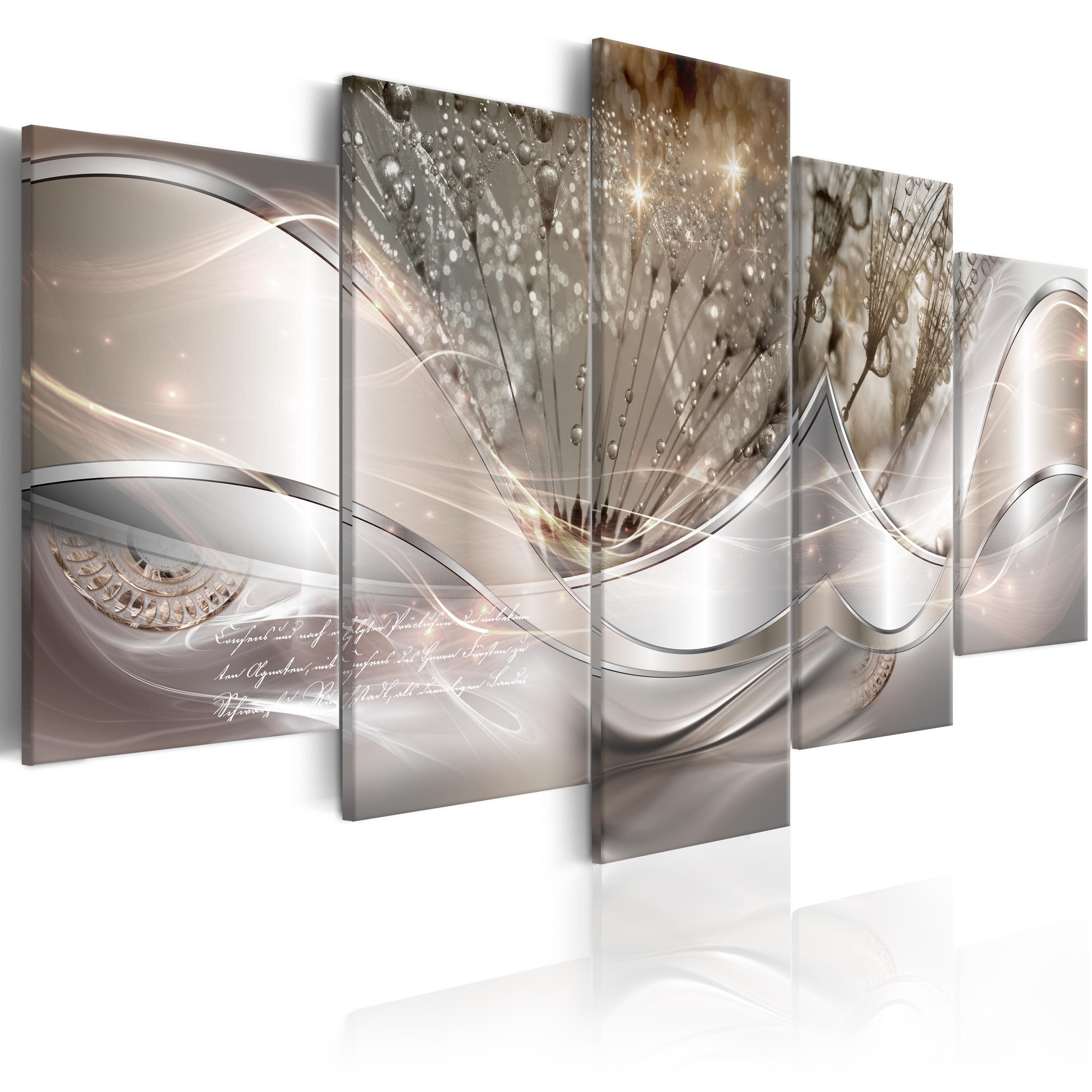Artgeist Wandbild Sparkling Dandelions (5 Parts) Beige Wide