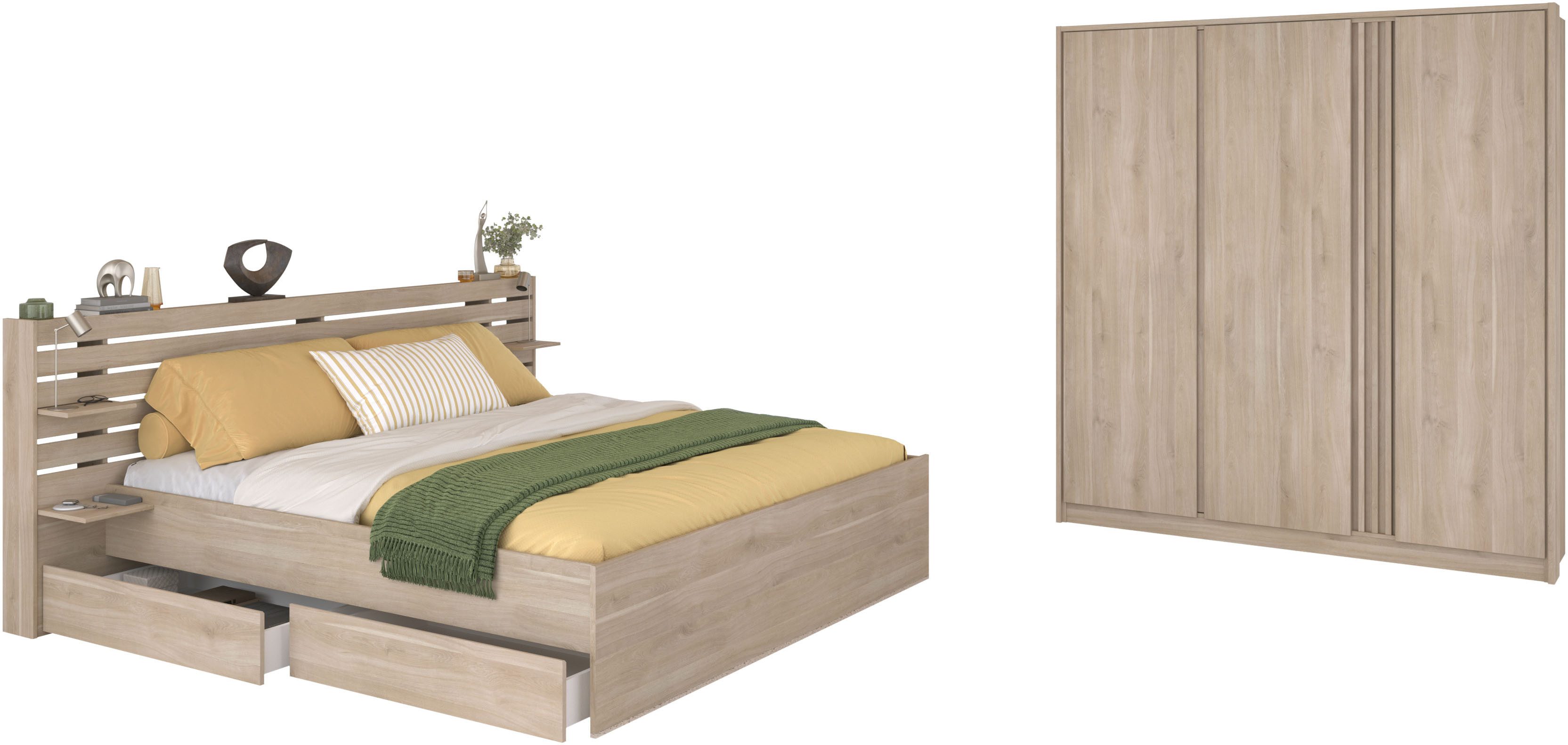 Parisot Schlafzimmer-Set Parisot Escale, (3-tlg), Einsatz im Kleiderschrank drehbar - Eiche oder Weiss, viel Stauraum
