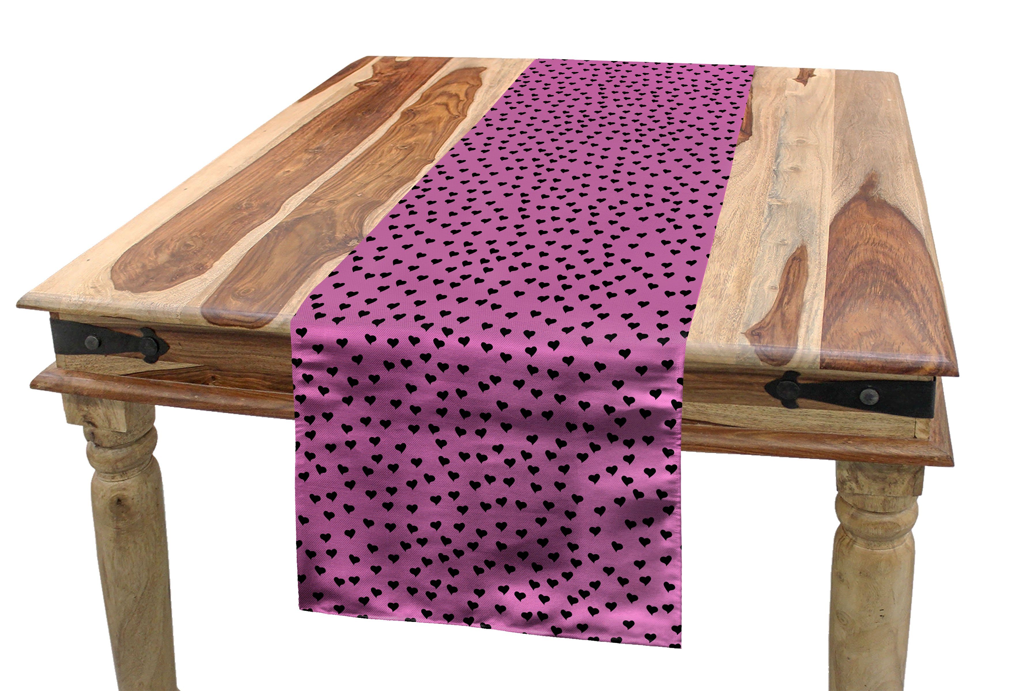 Abakuhaus Tischläufer Esszimmer Küche Rechteckiger Dekorativer Tischläufer, Hot Pink Black Hearts Romantic