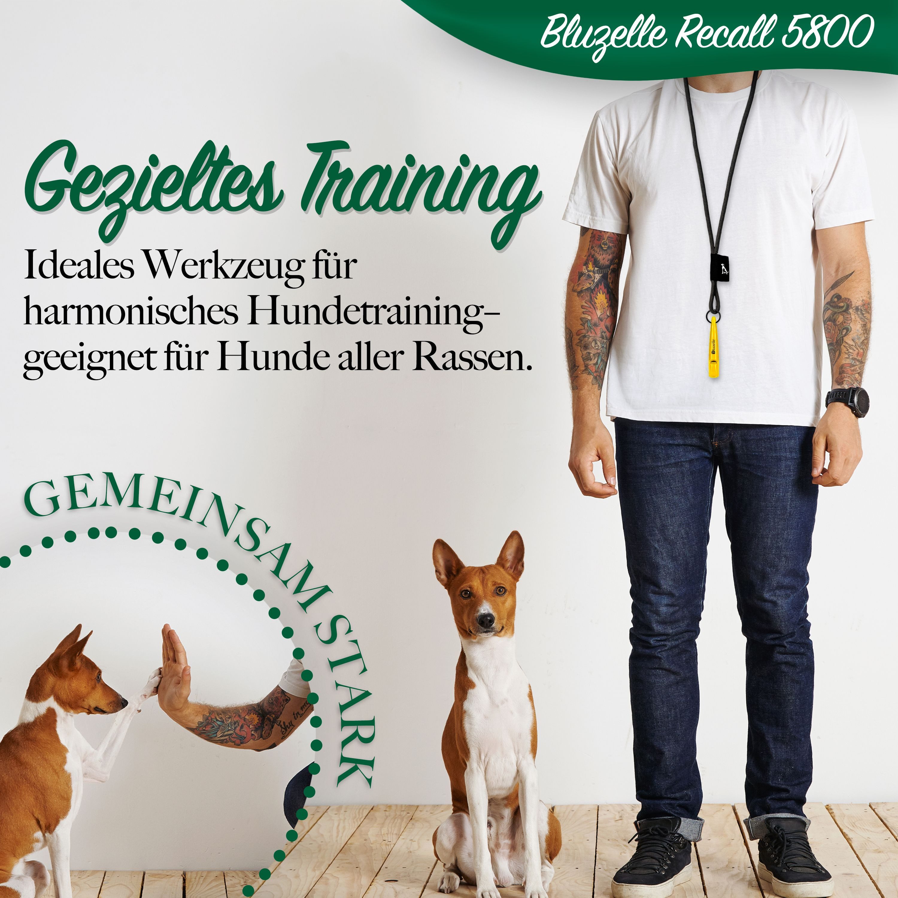 Bluzelle Hundepfeife Recall 5800, Pfeife Hundetraining / 5800Hz Frequenz / BPA Frei / mit Band & Ring