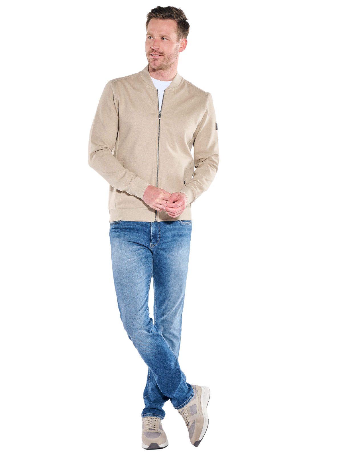 Engbers Sweatshirt Herren Sweatjacke im Blousonstil, Beige
