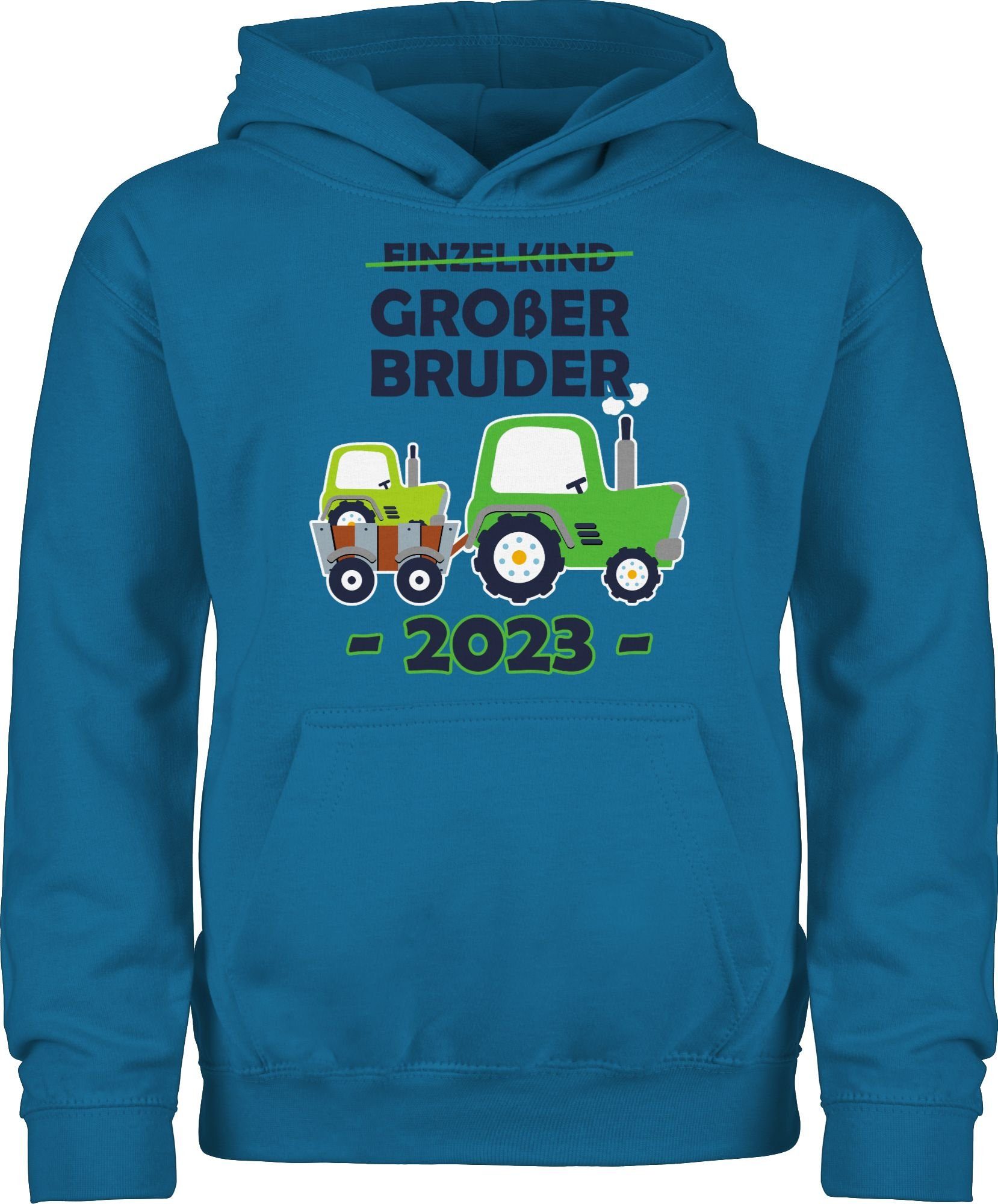 Shirtracer Hoodie Einzelkind Großer Bruder 2023 Traktor Großer Bruder 1 Himmelblau
