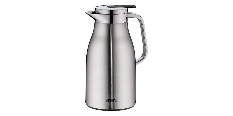 THERMOS Isolierkanne Century Thermoskanne 0.65L Edelstahl Heiß/Kalt  Kaffeekanne Silber, Edelstahl Mattiert,12 Stunden Heiss,Kaffee oder Tee,  BPA frei, Einfaches Ausschenken garantiert