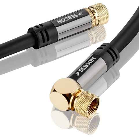 SEBSON SAT Kabel 1m F-Stecker 90° gewinkelt - Koaxialkabel 105dB 75 Ohm TV-Kabel, (100 cm)