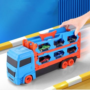 SOTOR Spielzeug-LKW, (64 Zoll Rennbahn und Die-Cast Transport Truck Spielzeug für 2 3 4 5 6 Jahre alte Jungen Kinder - Kleinkind Auto Spielzeug Set Geschenke für Jungen und Mädchen)